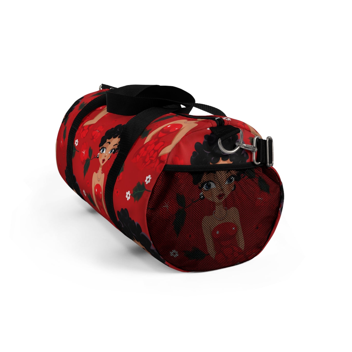 Black Betty Cartoon Print Duffle Bag, African American Betty Boop Overnight Bag