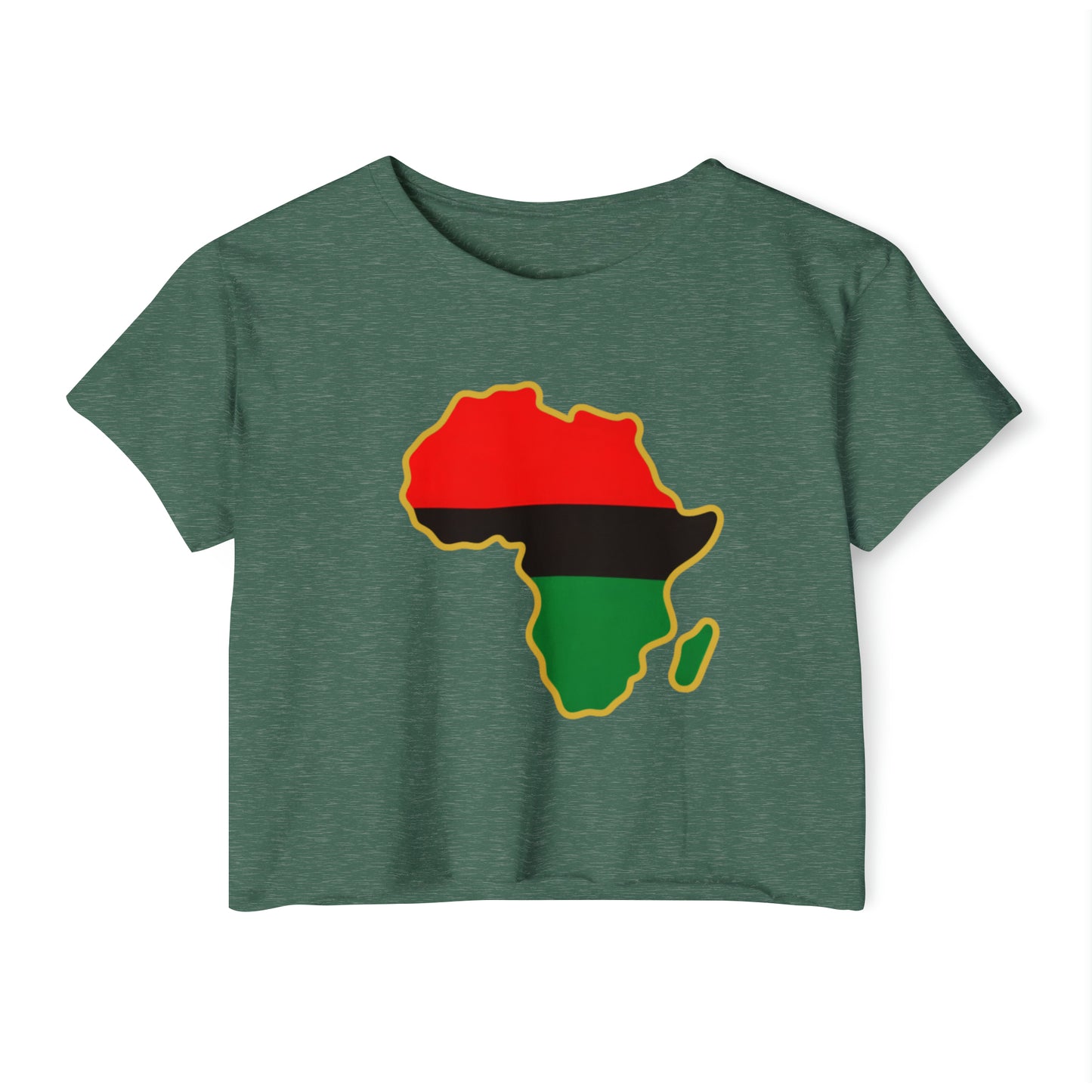 Red Black and Green Africa Icon Women's Crop Top, Pan African Halter Top, Garvey Africa Icon Women's Shirt