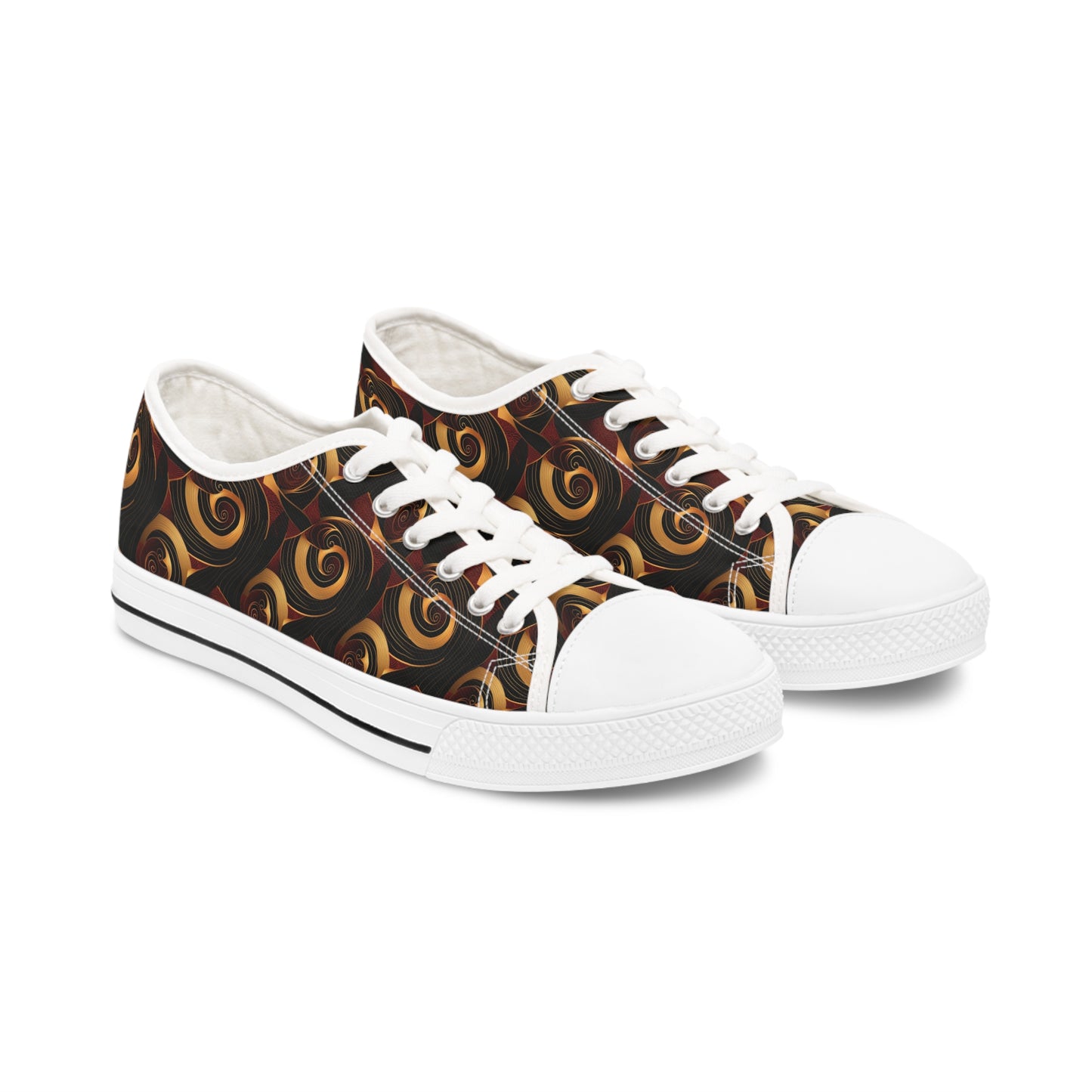 Crimson, Gold and Black Women's African Ankara Print Low Top Shoes