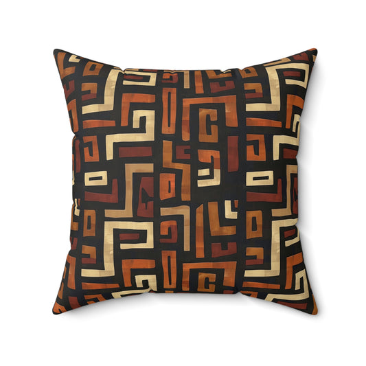 Earth Tones Geometric Pattern Throw Pillow, Ethnic Art Home Decor