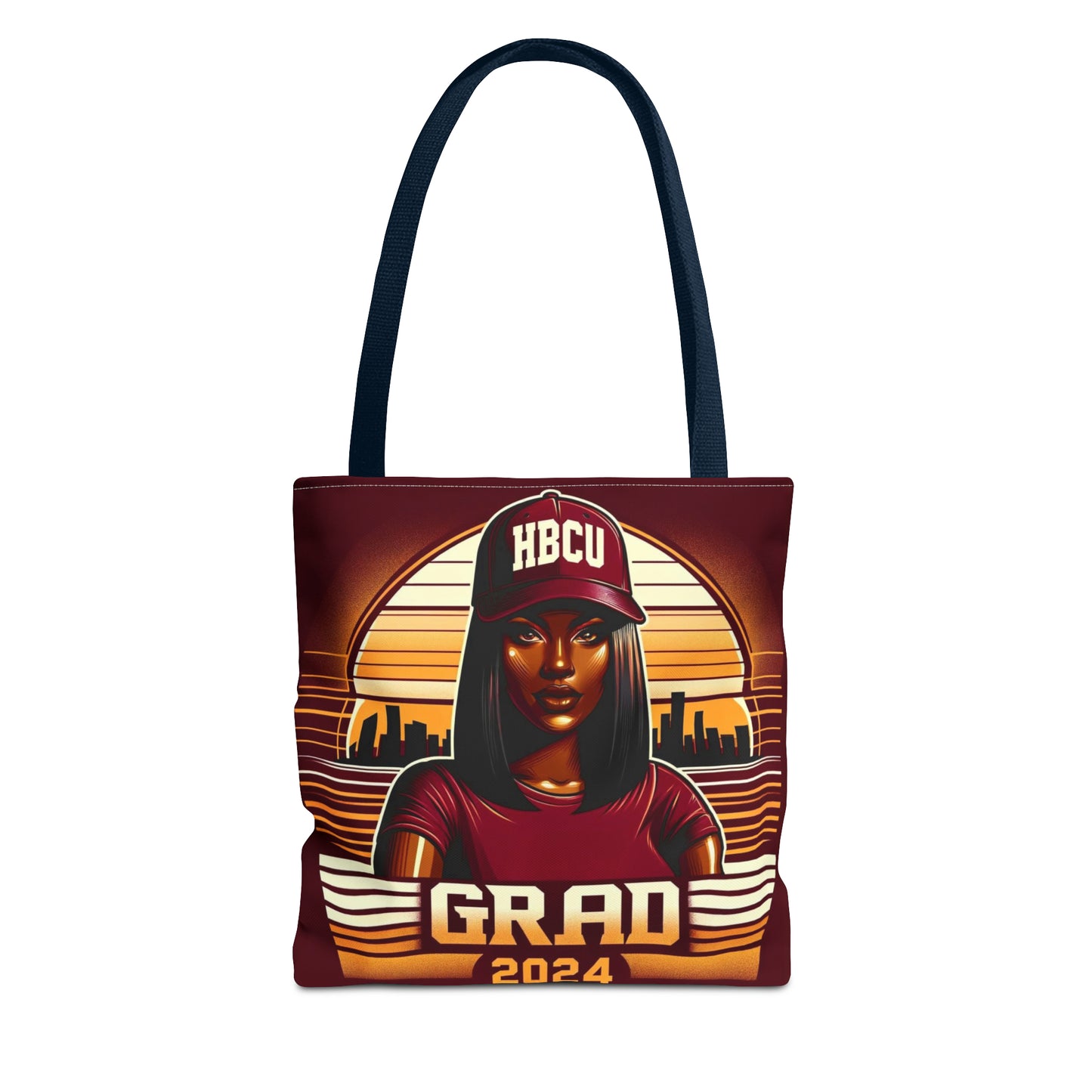 HBCU Grad Pride 2024 Grad Theme Polyester Tote Bag, Class of 2024 Afrocentric Carryall Bag