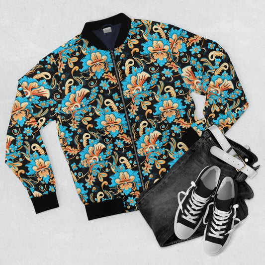 Luxury Streetwear Men's Bomber Jacket, Bold Colorful Pattern