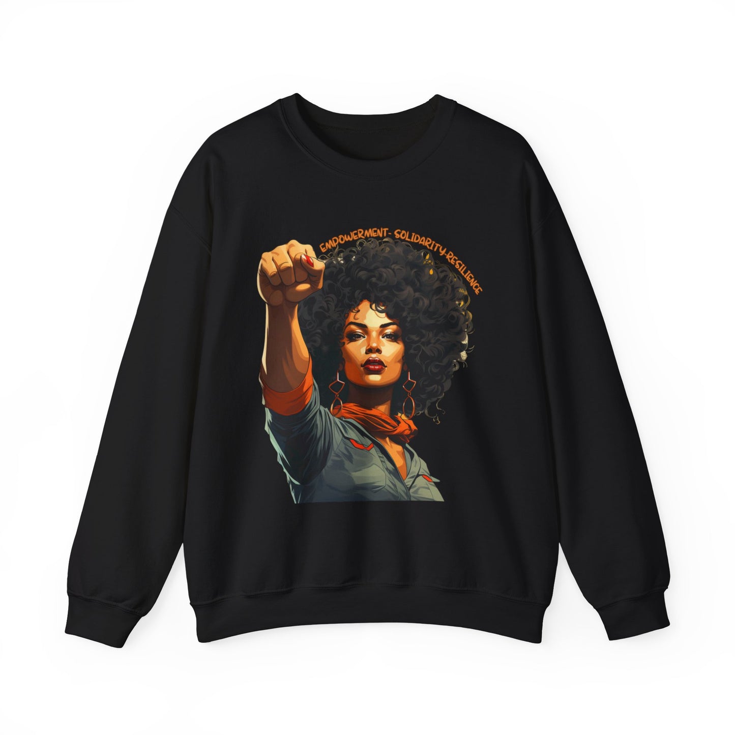 Black Power Fist Women’s Crewneck Sweatshirt, Empowerment, Solidarity, Resilience Womens Pro Black Top