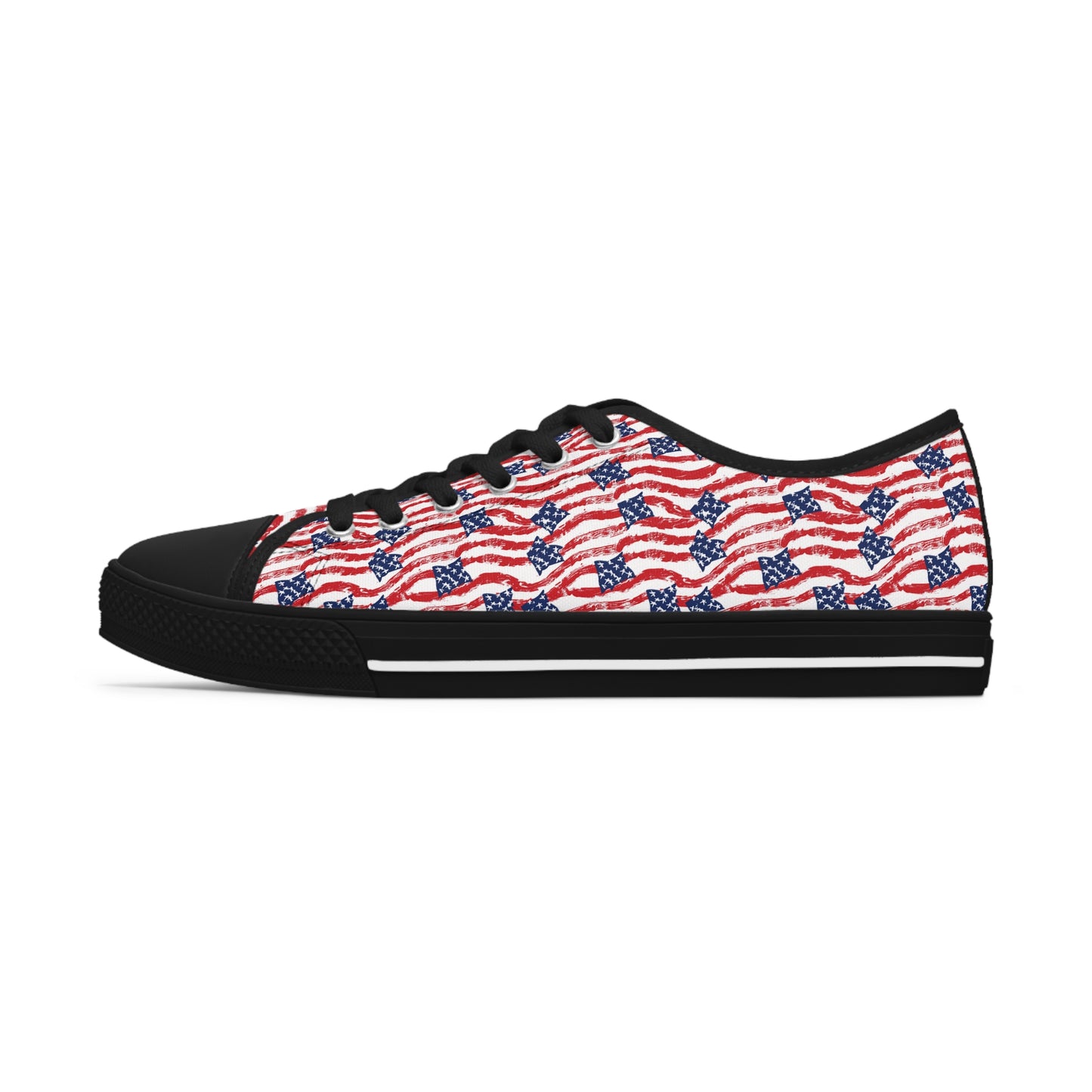 American Flag Print Women's Low Top Sneakers, Independence Day Sneakers