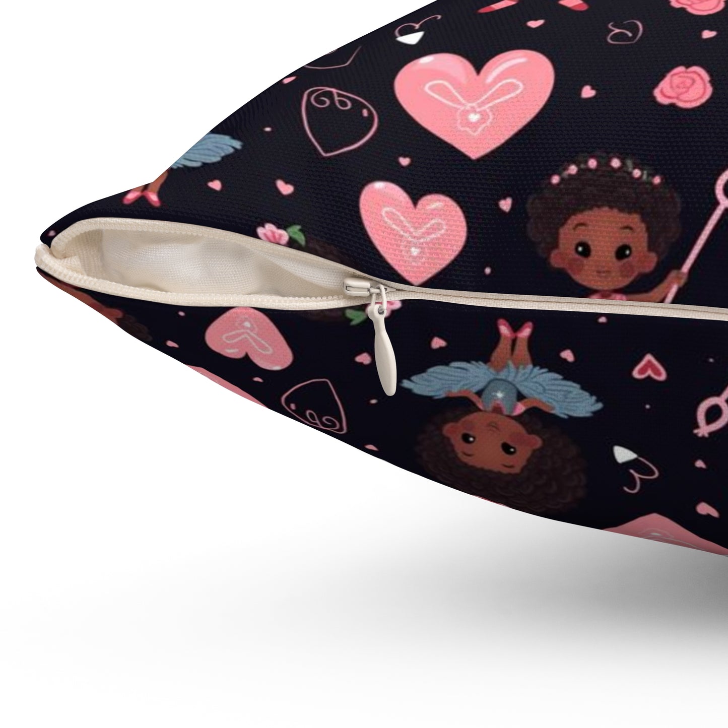 Black Girl Magic Valentines Day Decorative Pillow, Cupid Themed Festive Pillow