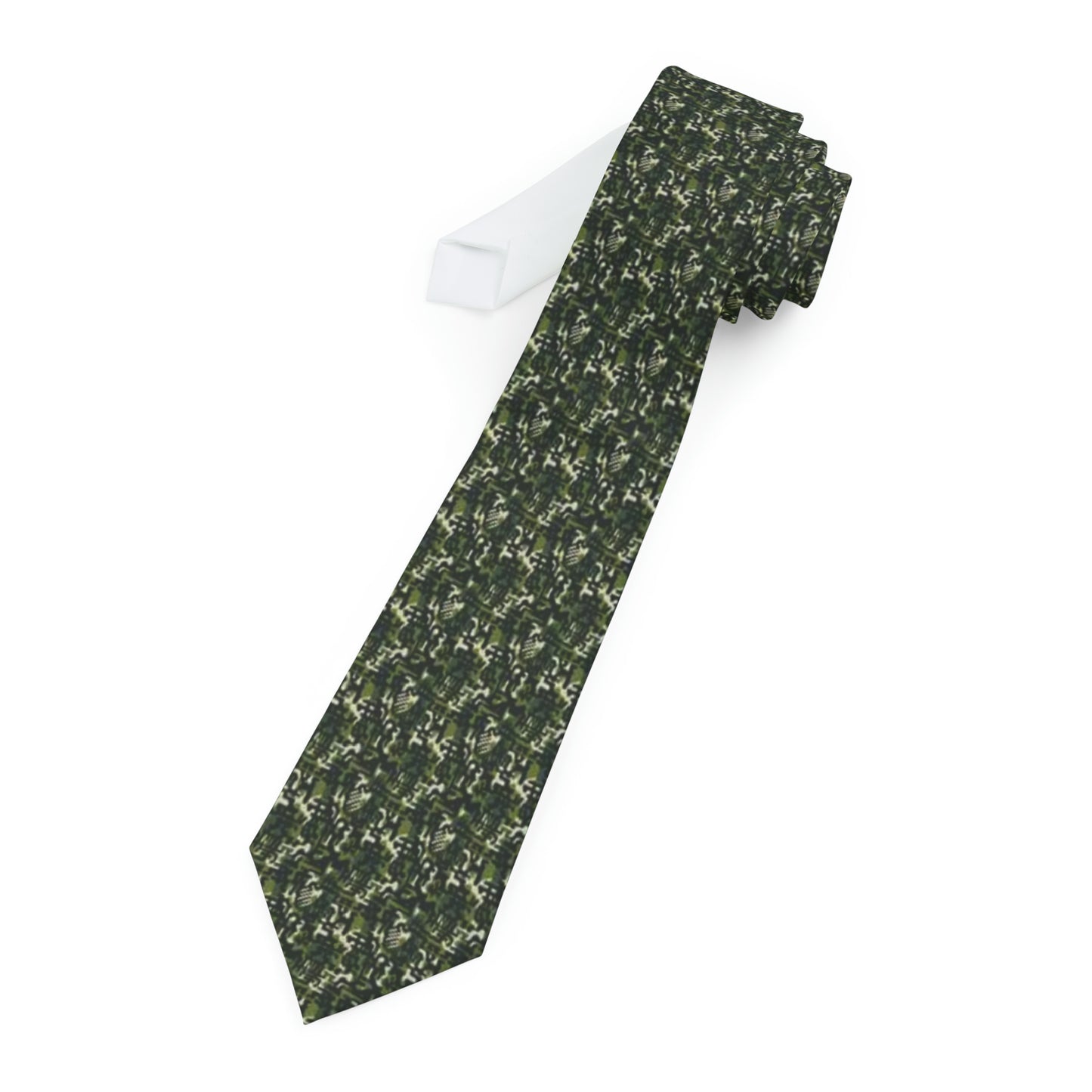 African MudCloth Meets Camouflage Mens Tie , Green Camouflage African Print Business Fashion