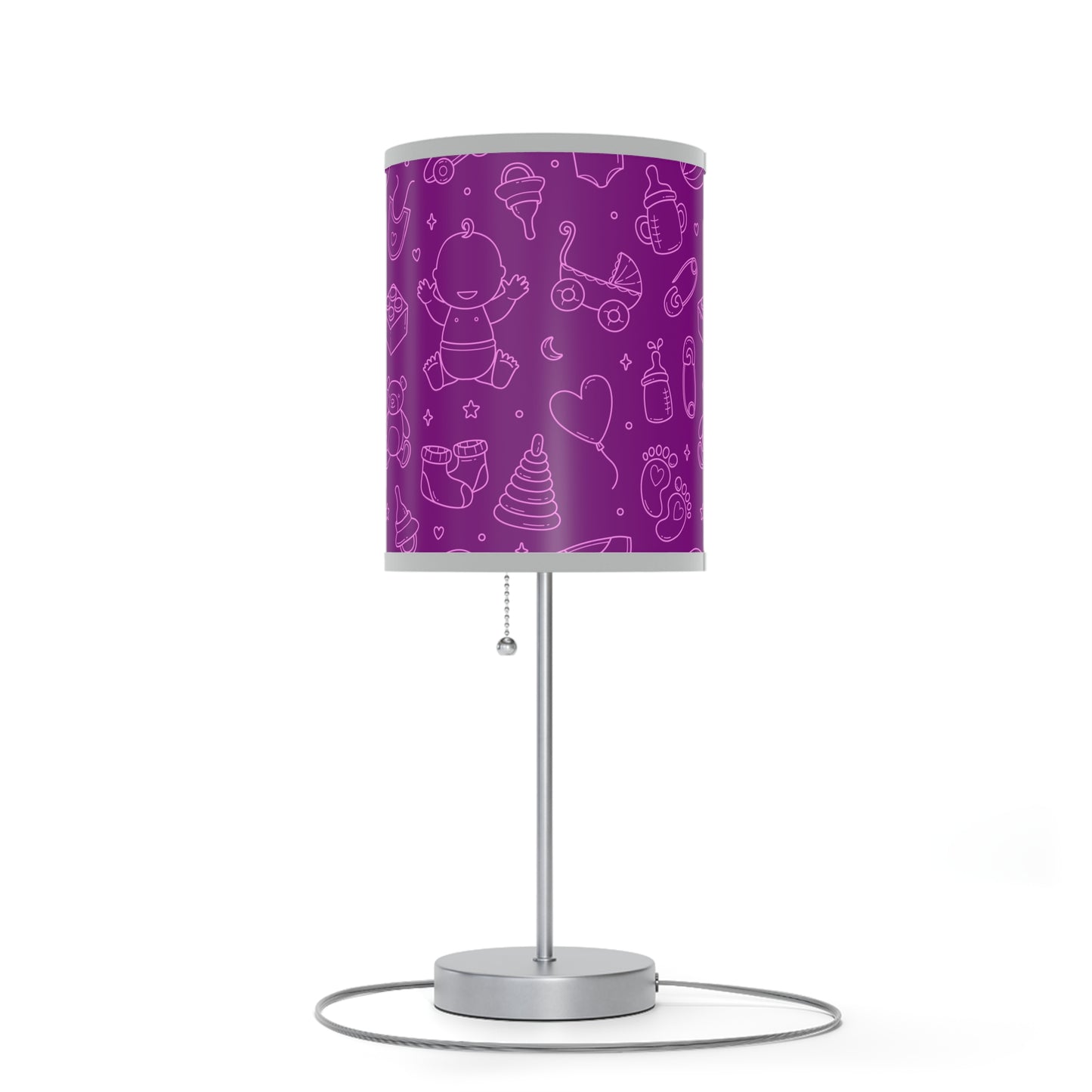 Purple and Punk Baby Themed Table Lamp, Purple Pink Nursery Table Lamp, Baby Shower Gift