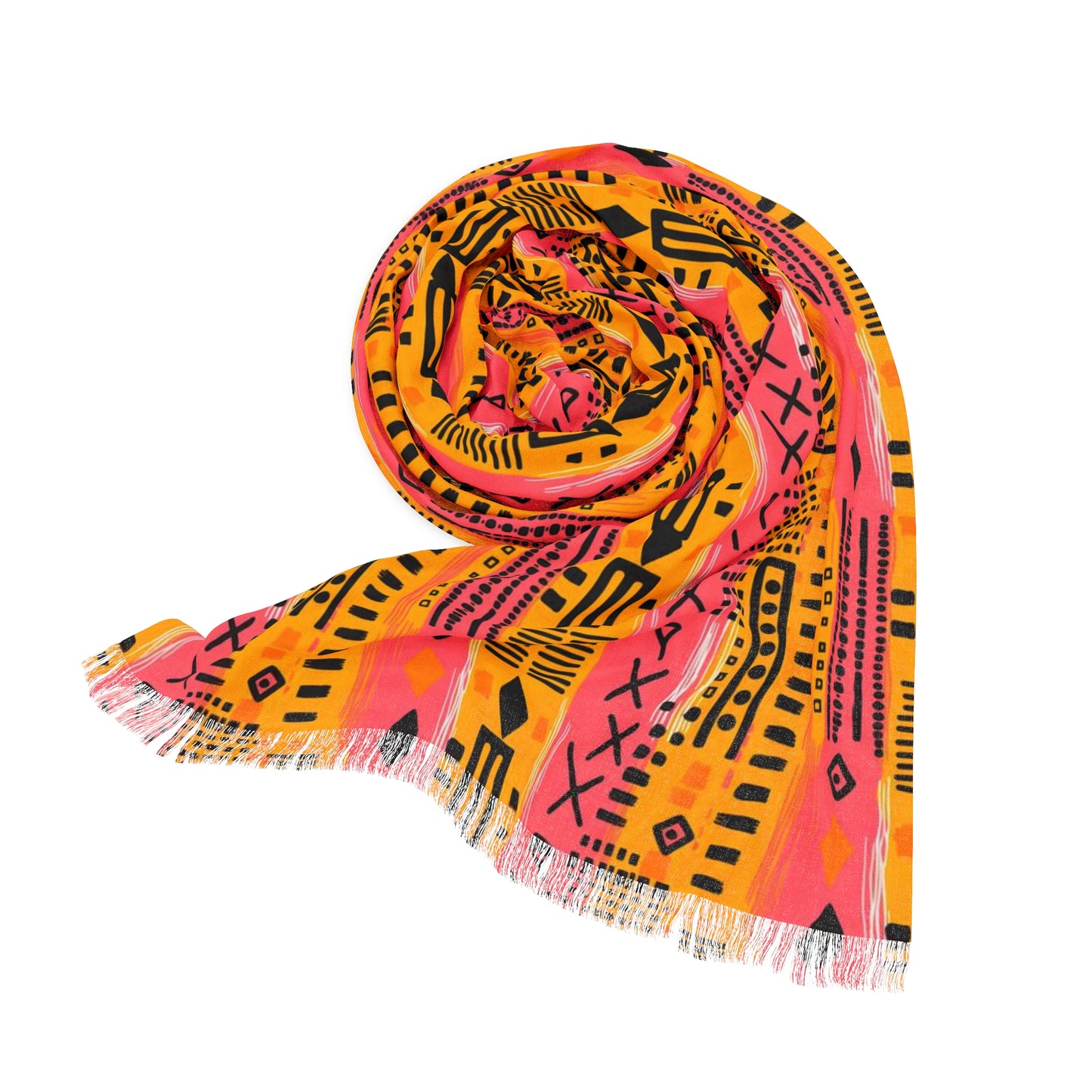 Sunset Sahara Splash African Mud Cloth Print Lightweight Scarf, African Mud Cloth Scarf, African Print Shawl