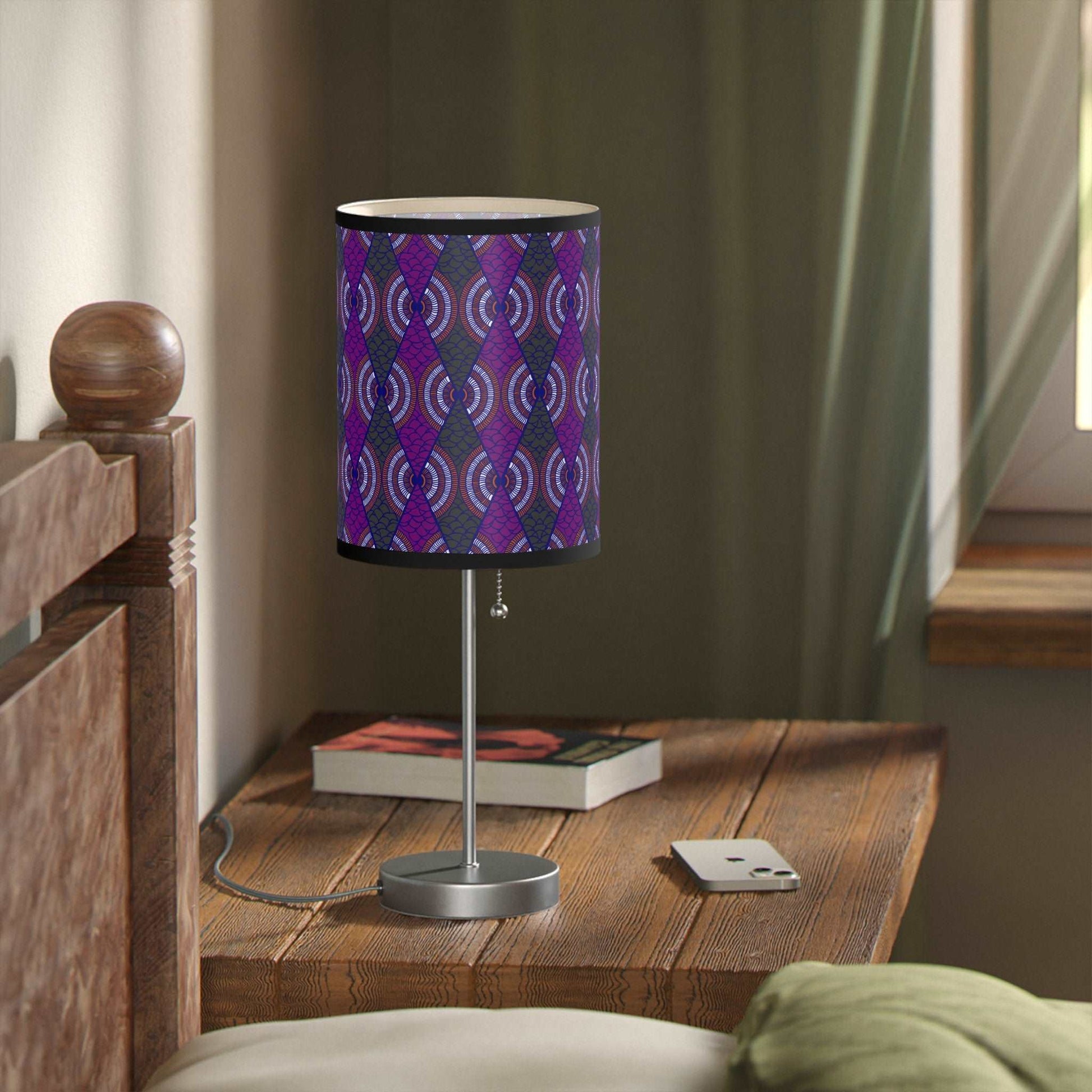 African Wax Print African Ankara Print Lamp on a Stand African Home Decor Purple African Print