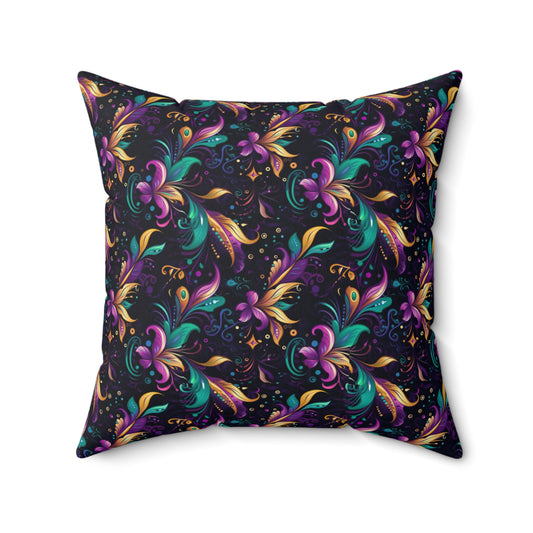 Mardi Gras Square Pillow, Folklore Carnival  Art Pillow, Carnival Home Decor