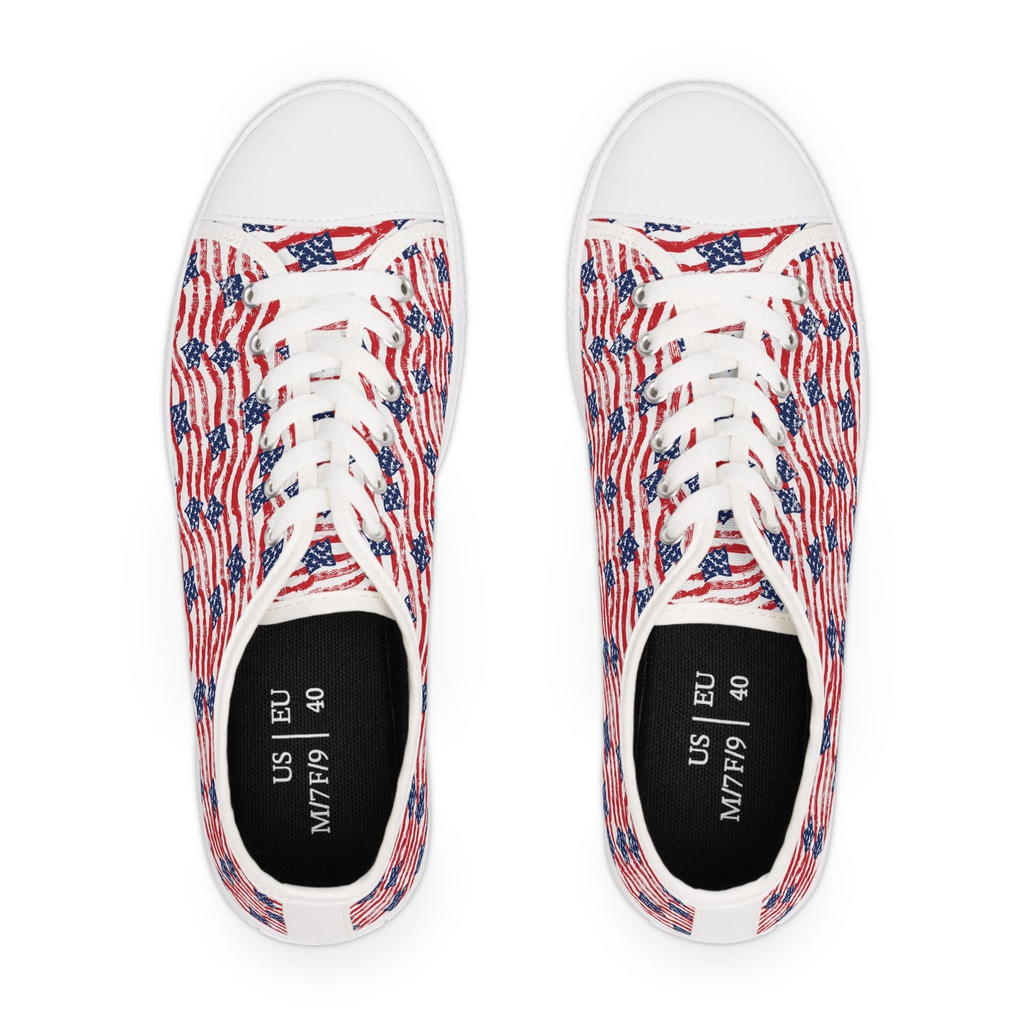 American Flag Print Women's Low Top Sneakers, Independence Day Sneakers