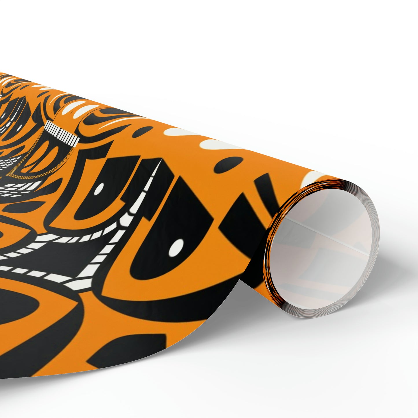 Orange Black African Print Wrapping Paper, Ethnic Print Wrapping Paper