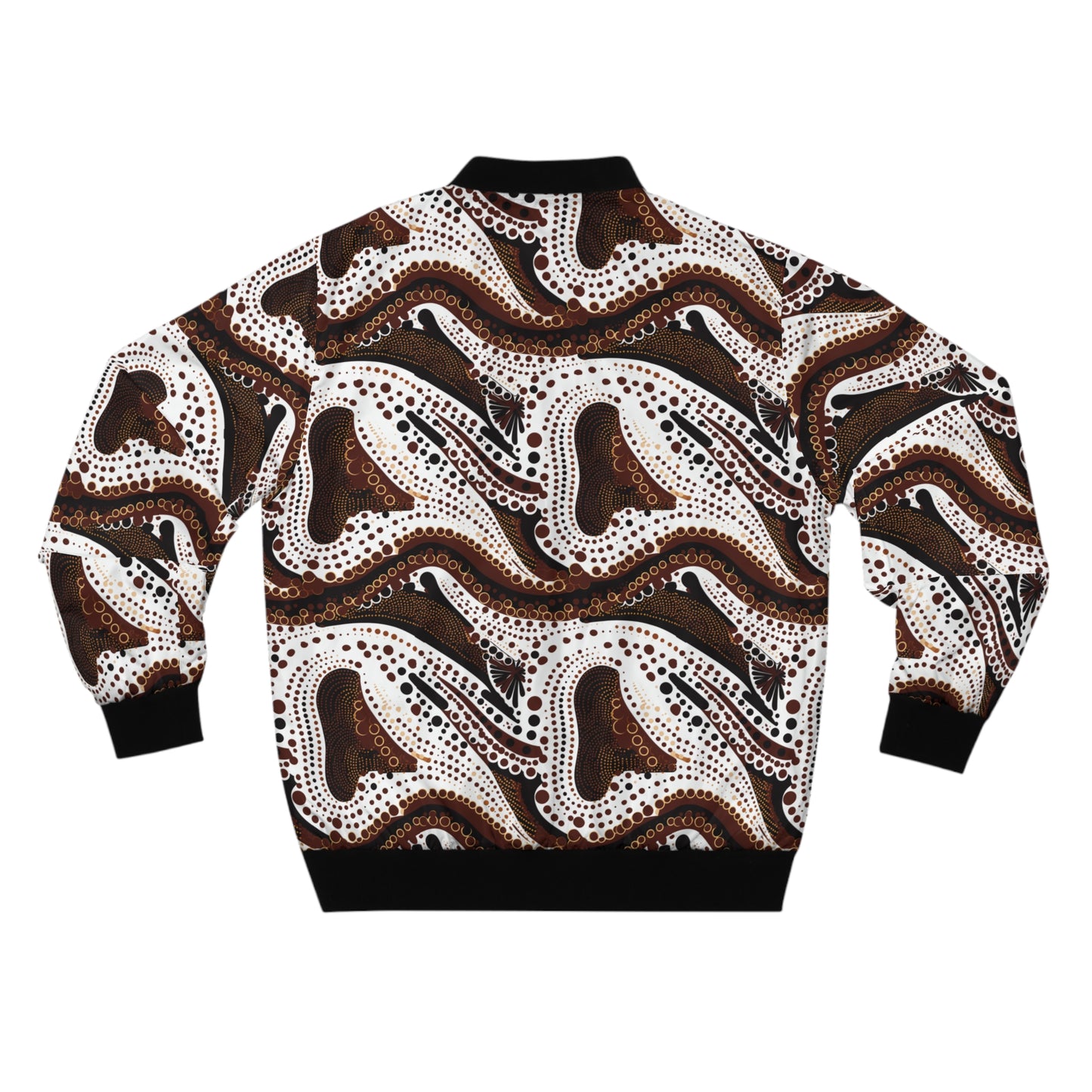 Brown & White African Print Men's Bomber Jacket