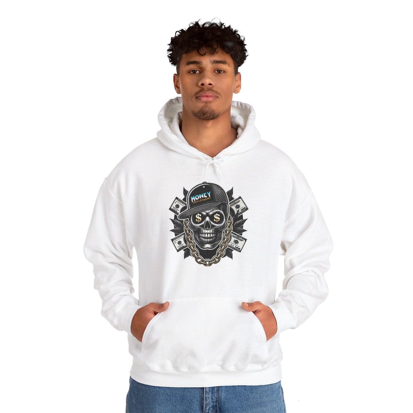 Big Baller Menacing Skull "Money Department" Hoodie, Unisex Urban Streetwear Sweatshirt