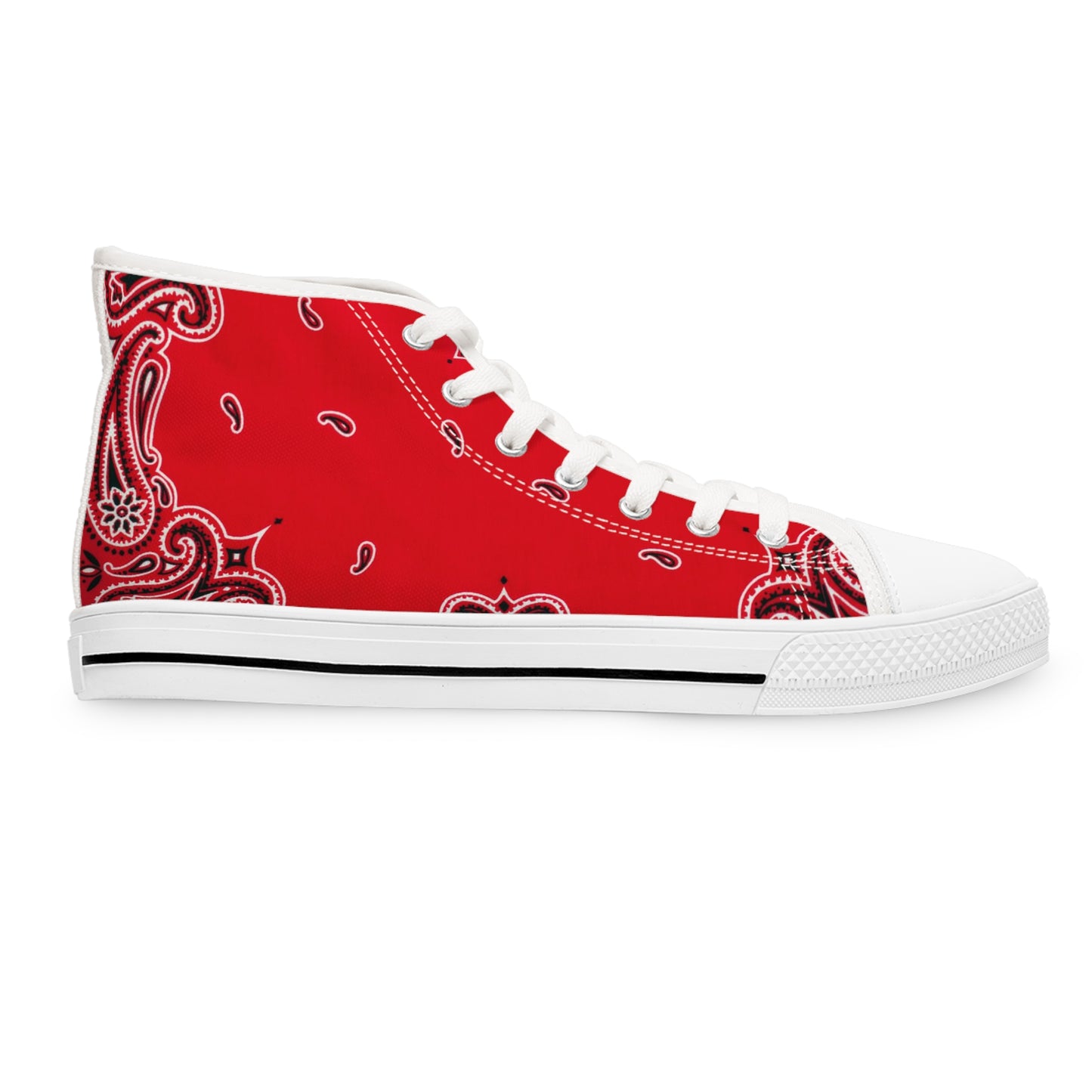 Red Bandana Paisley Print Women's High Top Sneakers