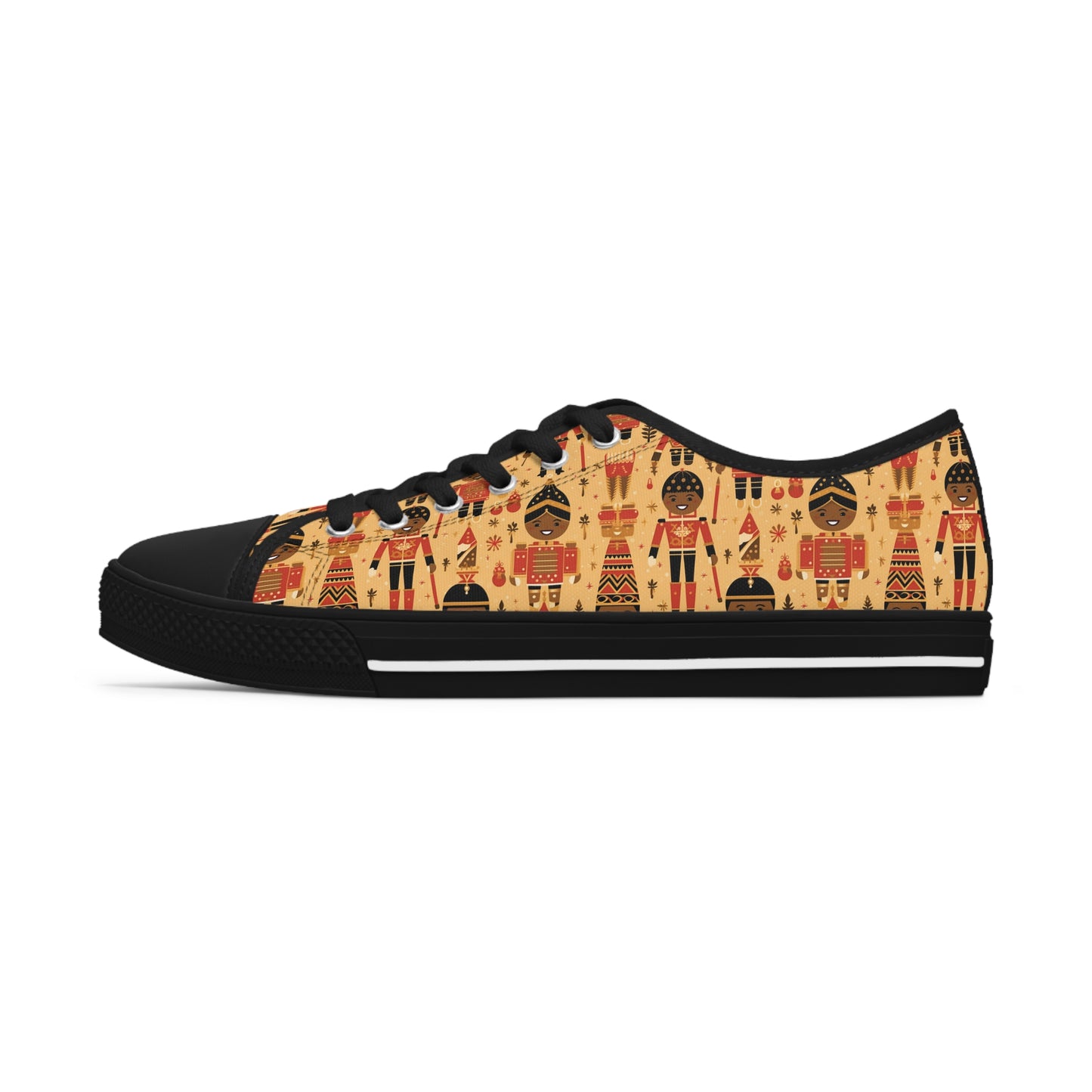 Copy of Women's Black Nutcracker Christmas Themed Low Top Tennis Shoes | Unique Women's Holiday Sneakers | Christmas Ballet Women's Shoes