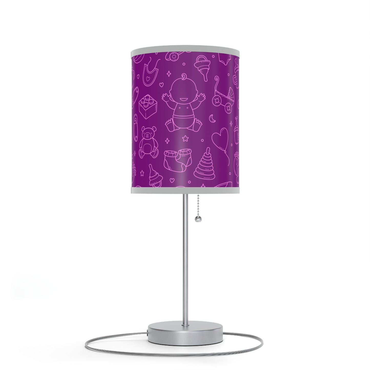 Purple and Punk Baby Themed Table Lamp, Purple Pink Nursery Table Lamp, Baby Shower Gift