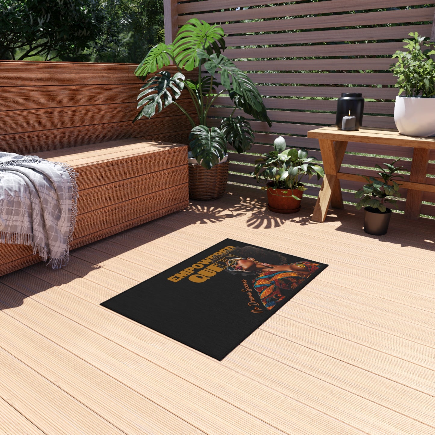 Empowered Queen Pro Black Woman Outdoor Rug