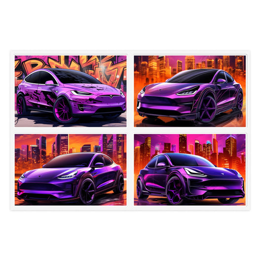 Purple Tesla Streetwear Stickers, Car Enthusiast Decals l