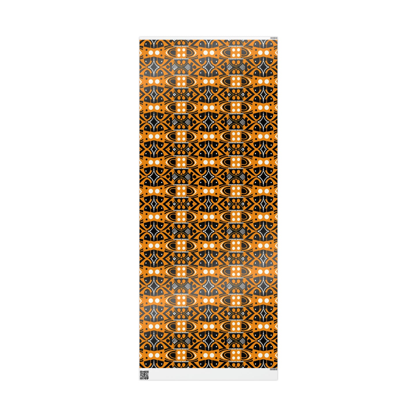 Orange Black African Print Wrapping Paper, Ethnic Print Wrapping Paper