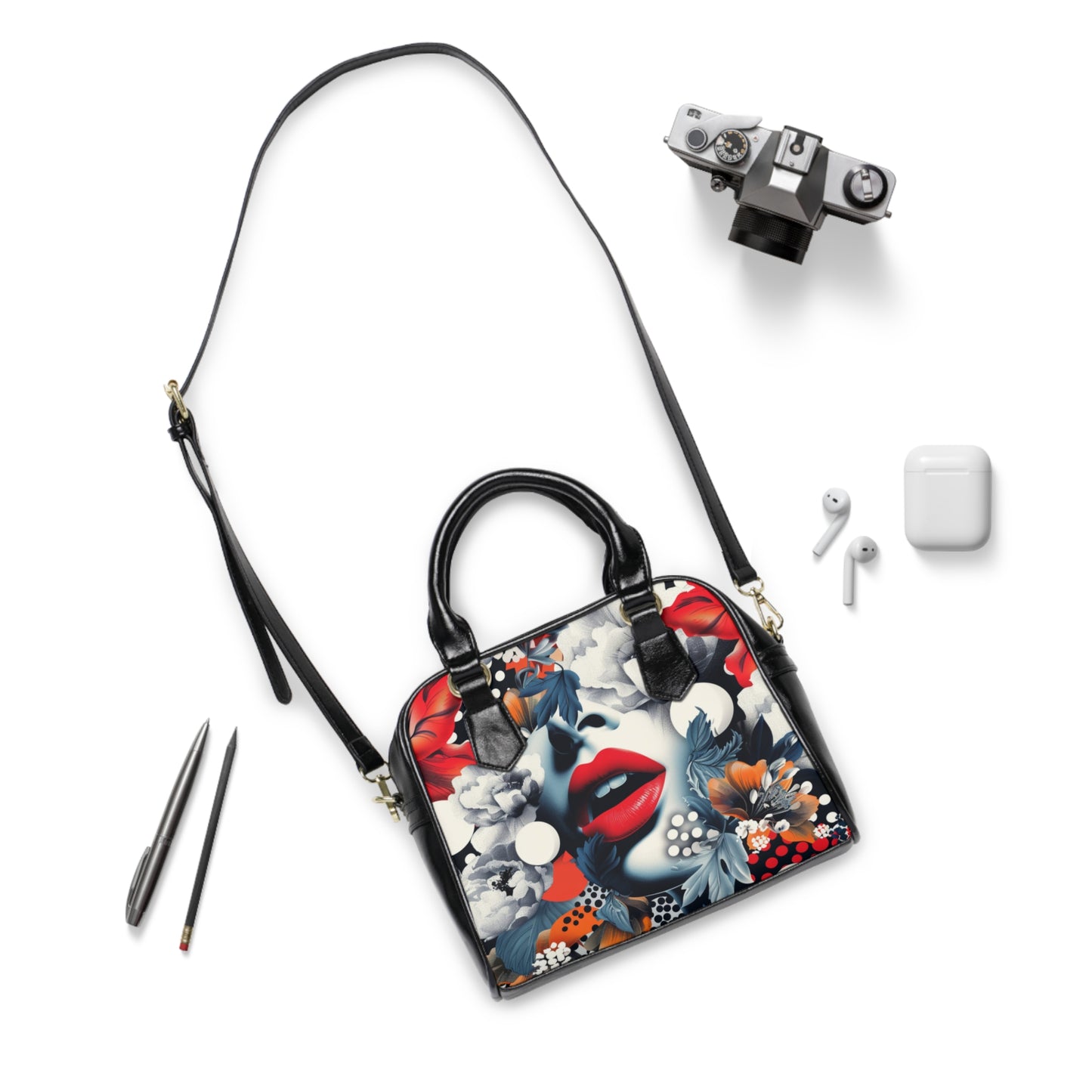 Artistic Floral & Polka Dot Purse, Gift For Fashion Forward Artist