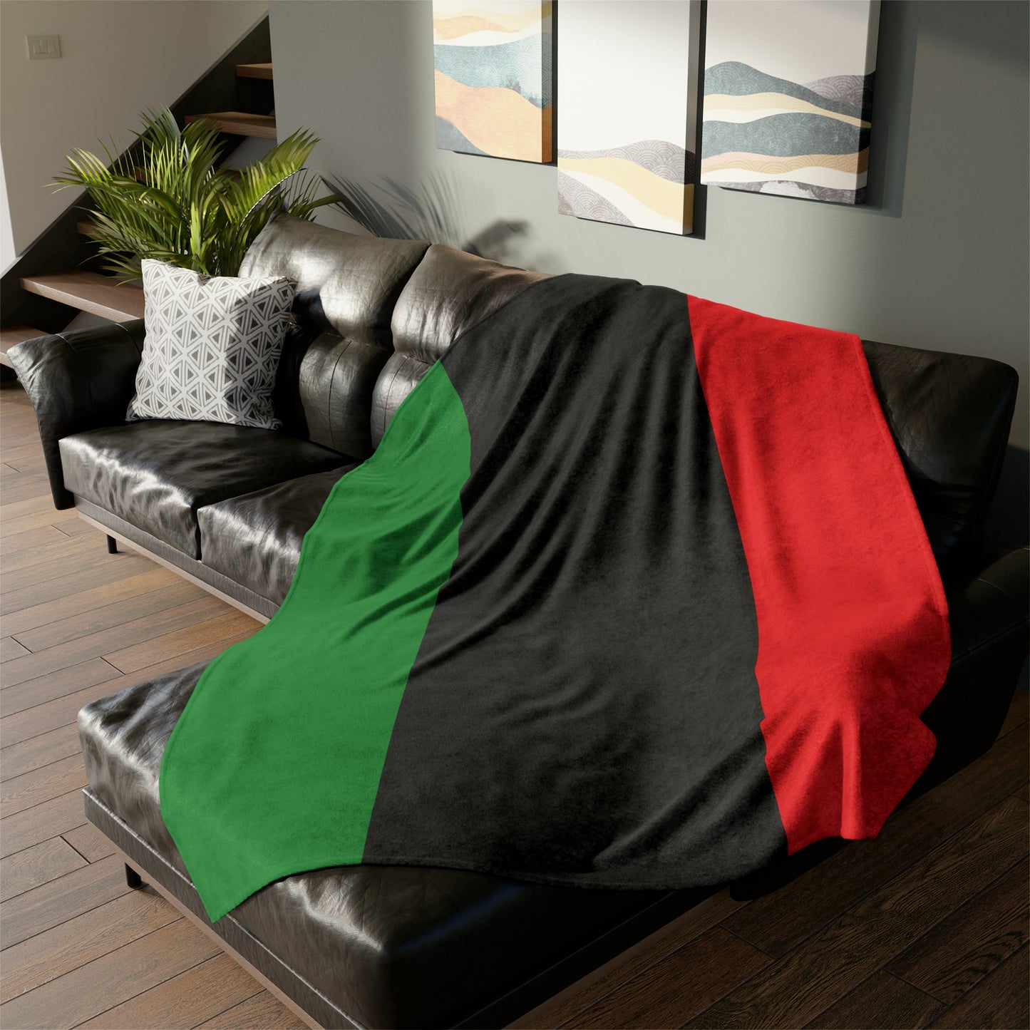 Red Black and Green Throw Cover, Pan African Flag Home Decor