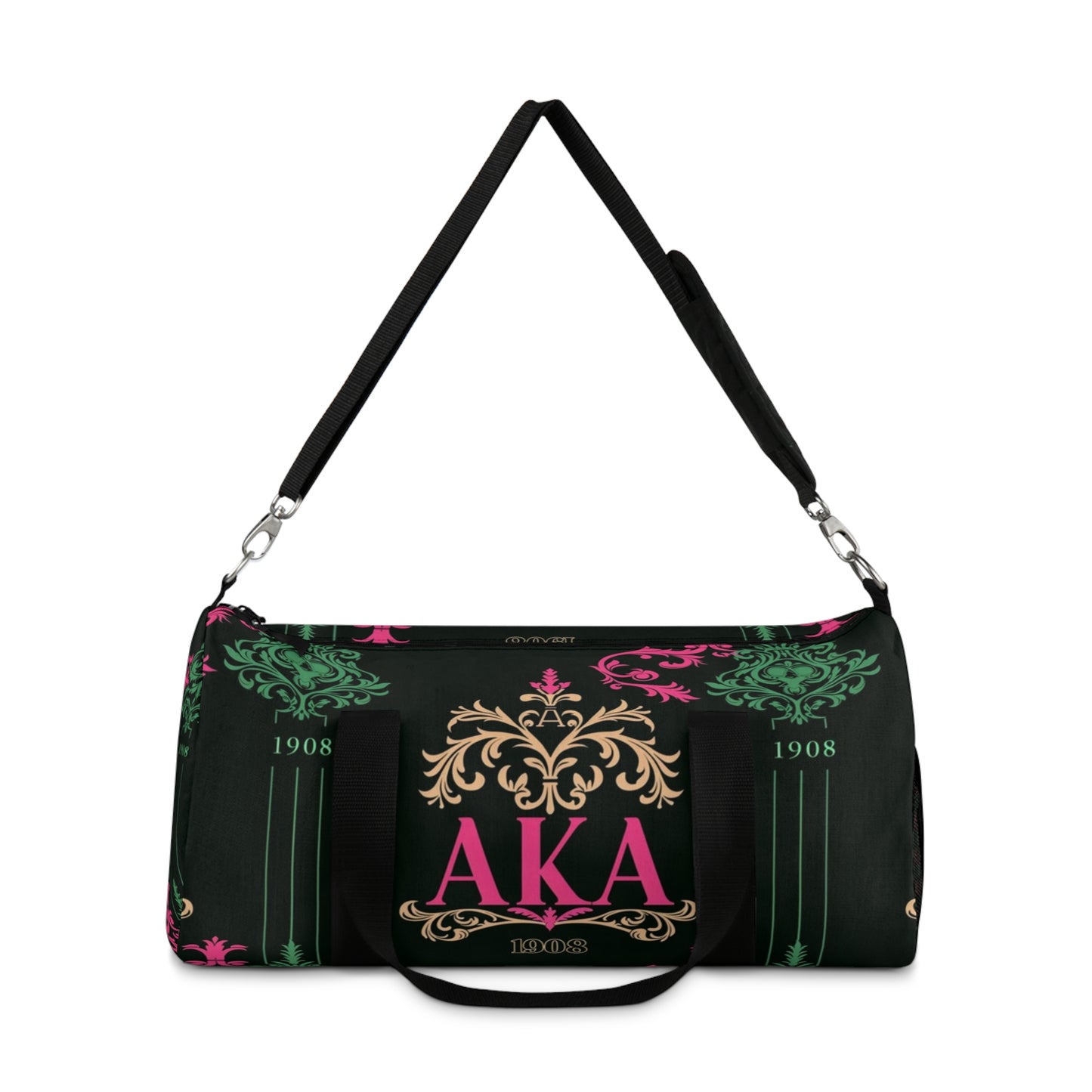 AKA Sorority Pink & Green Duffel Bag, Greek Life Small or Large, Durable and Lightweight Overnight Bag