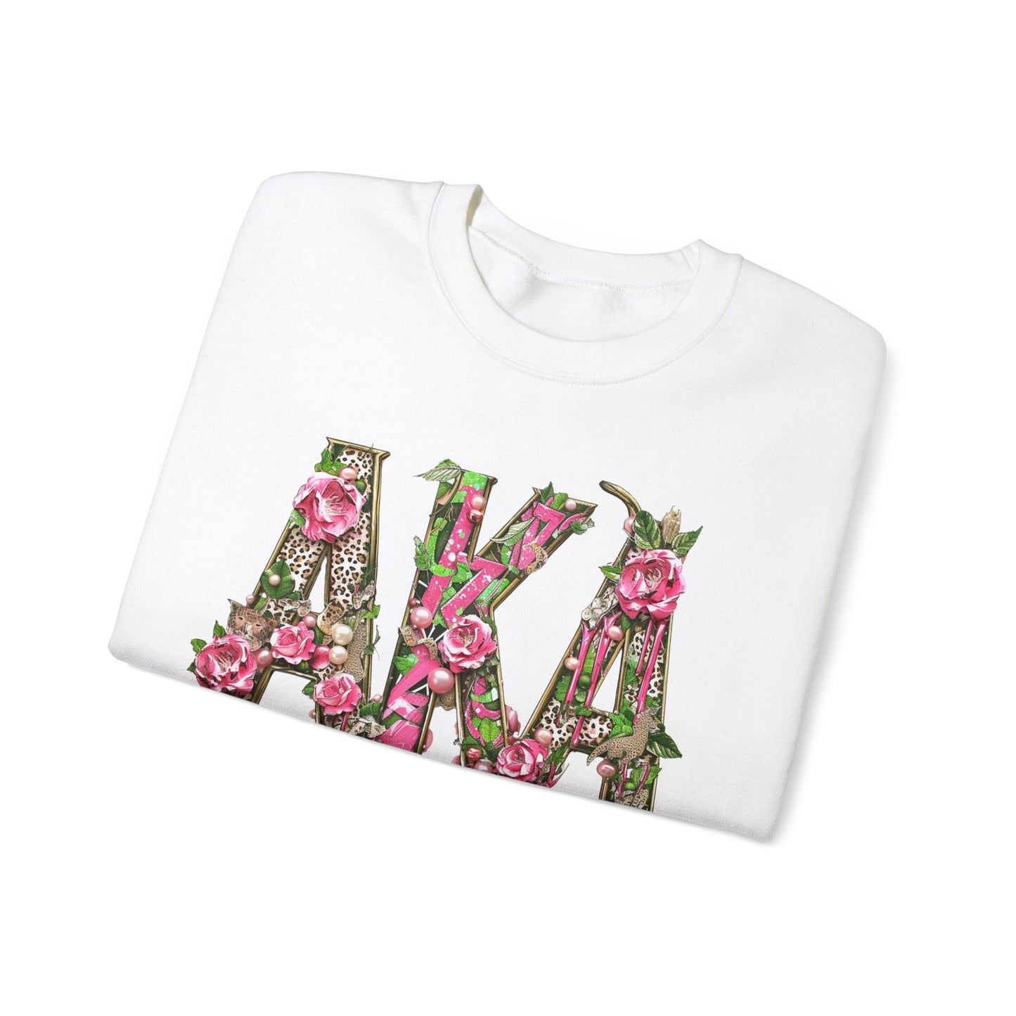 Women's AKA Pink and Green Floral Drip Sweatshirt, Pretty Girl Sorority Apparel