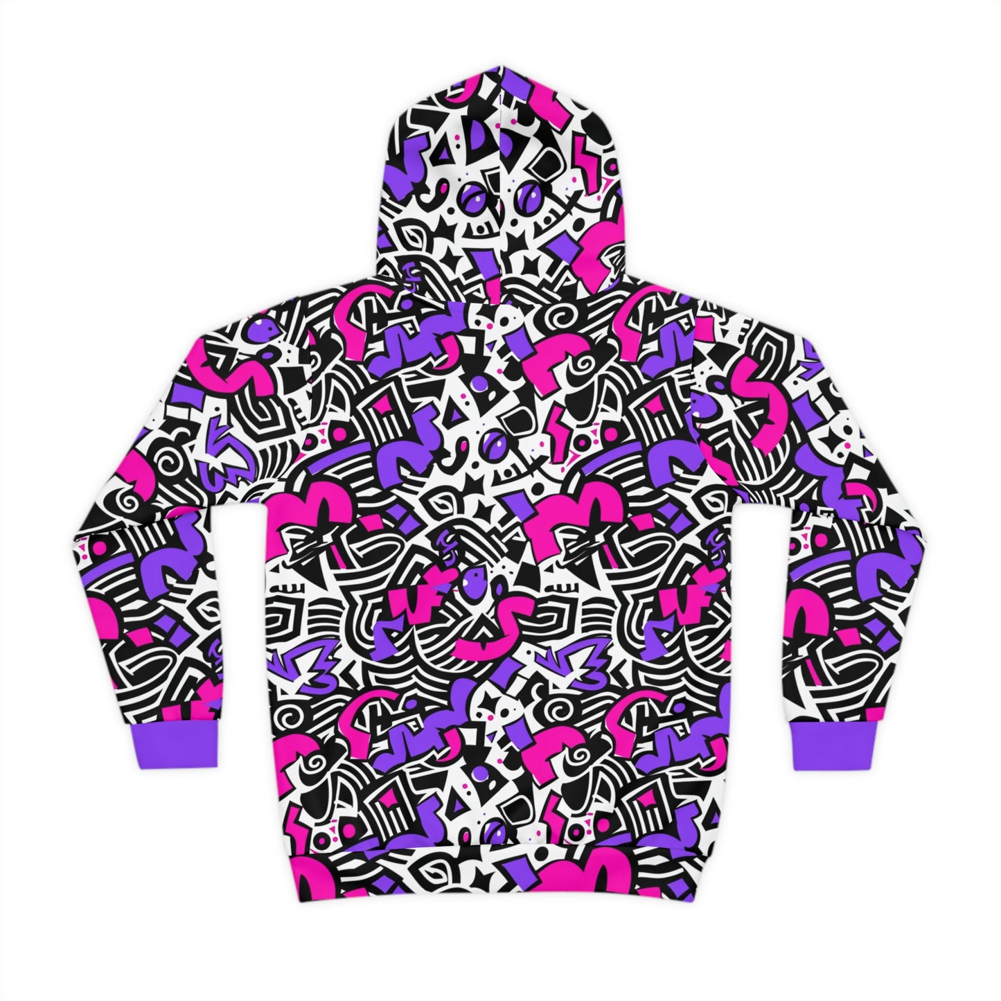 Colorful Memphis Pattern Kids Hoodie,  All-Over Print, Front Kangaroo Pocket