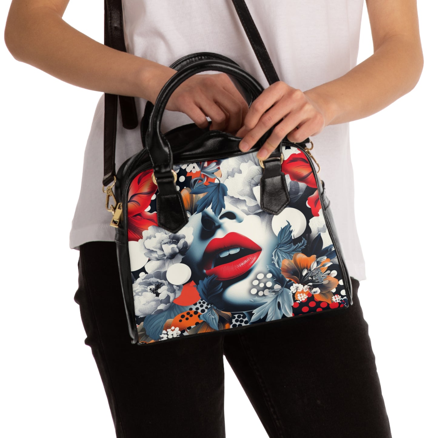 Artistic Floral & Polka Dot Purse, Gift For Fashion Forward Artist