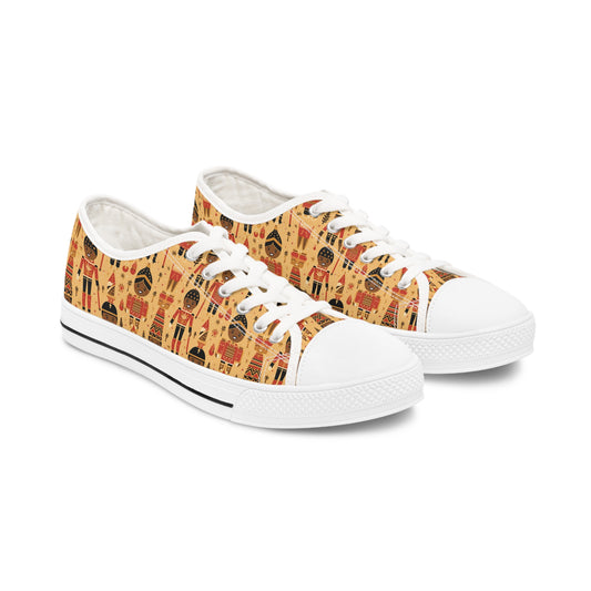 Women's Black Nutcracker Christmas Themed Low Top Tennis Shoes, Women's Holiday Sneakers