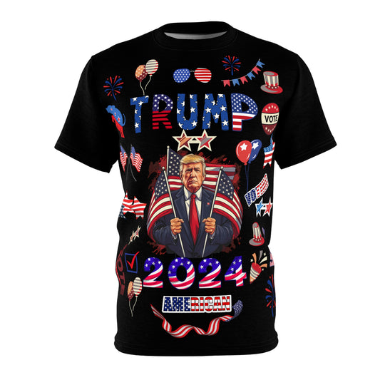 Trump 2024 Election Celebration Patriotic Men's T-Shirt, American Flag Graphic