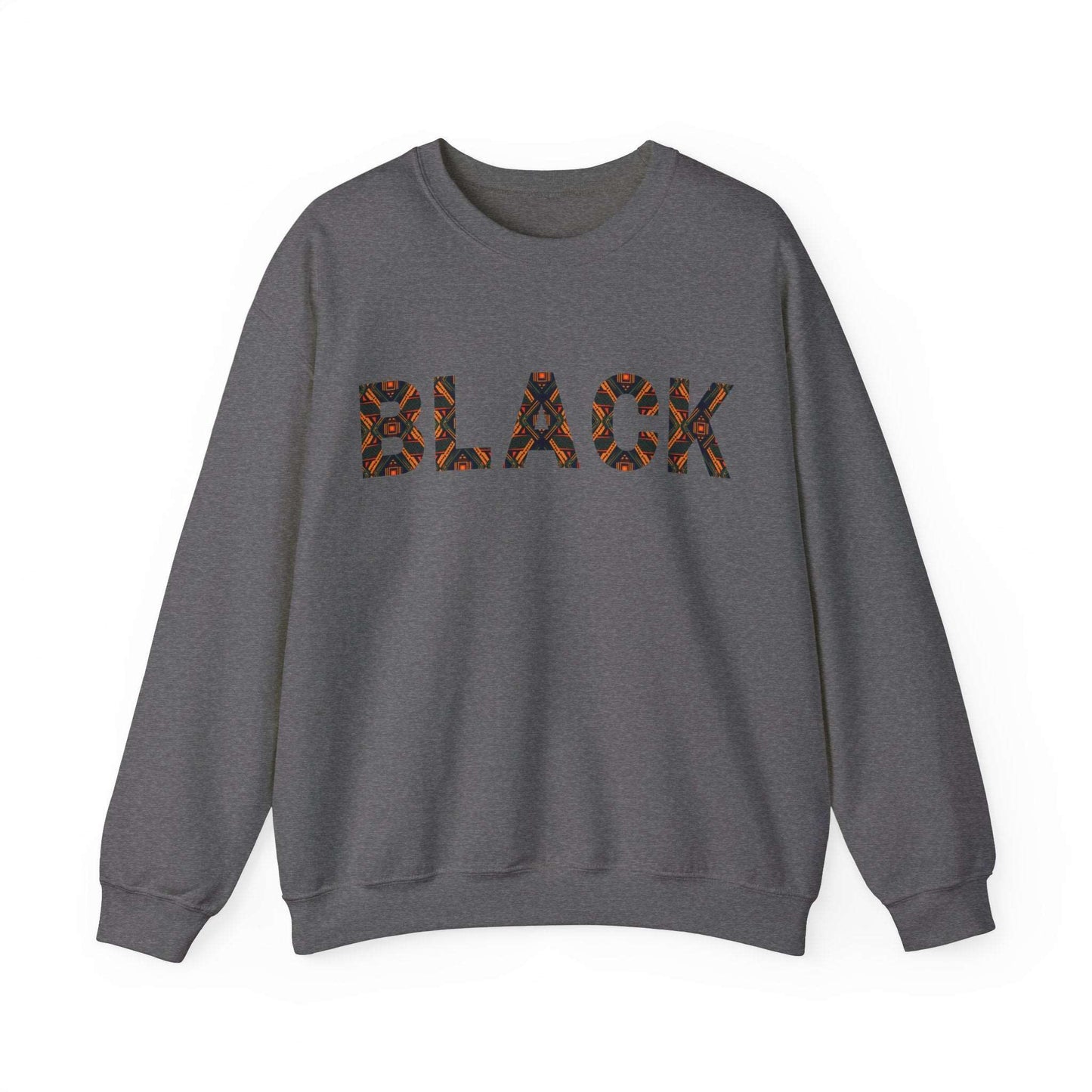 African Print 'Black' Unisex Crewneck Sweatshirt, Vibrant Expression African Print Bold Icon Sweater