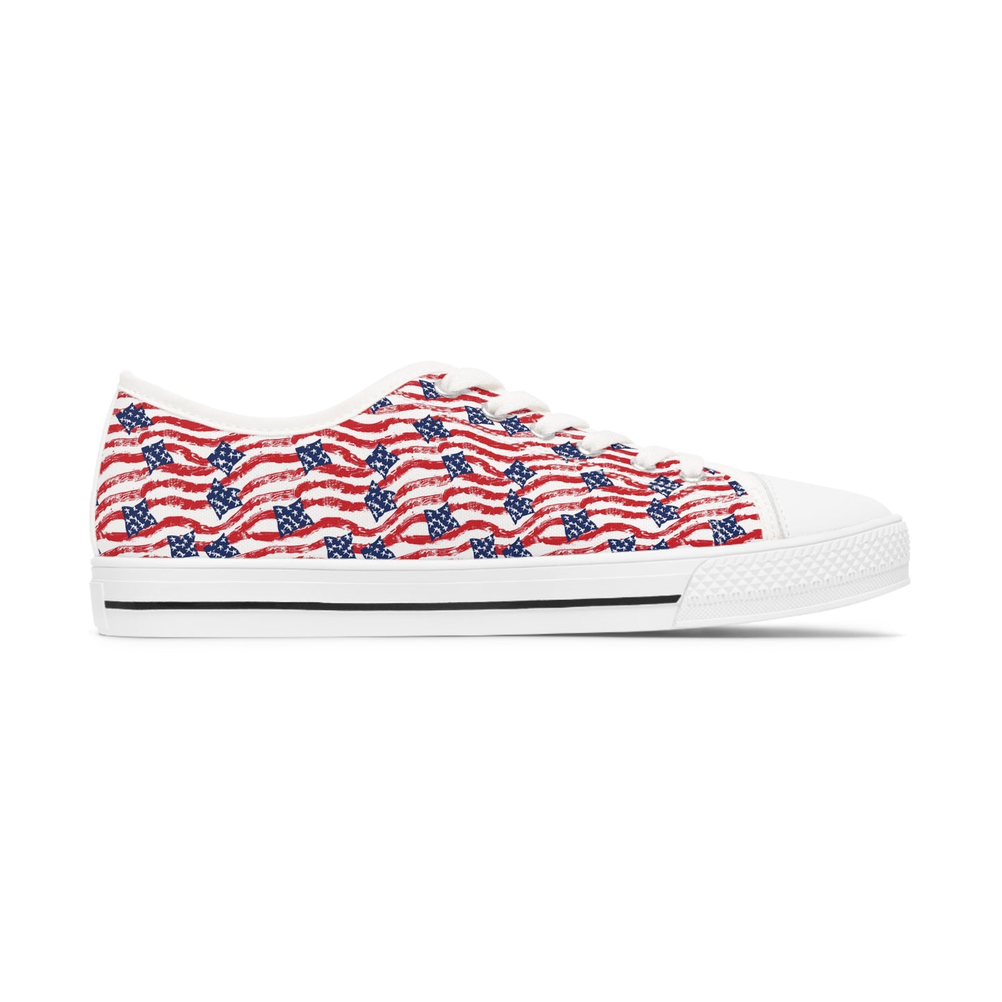 American Flag Print Women's Low Top Sneakers, Independence Day Sneakers