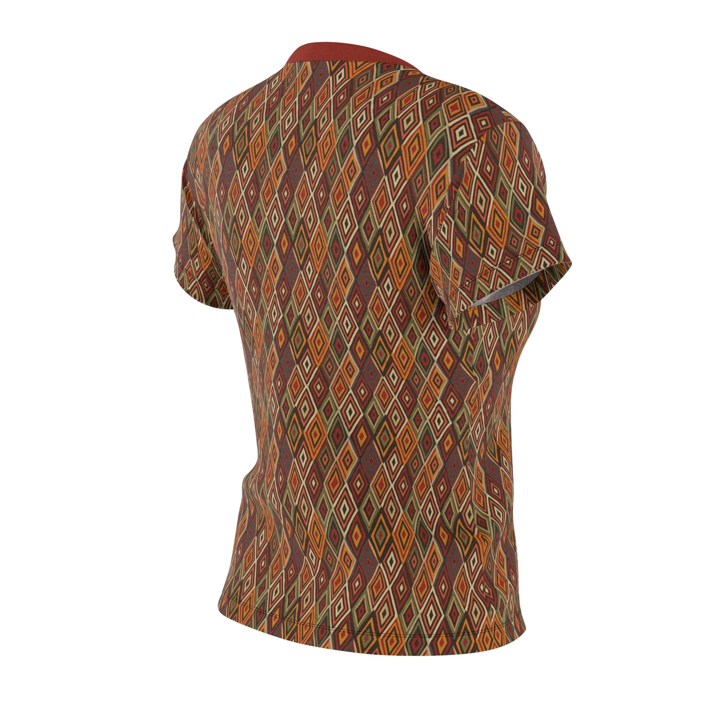 Women's Geometric African Diamond Pattern T-Shirt, Vibrant Tribal Colors Tee