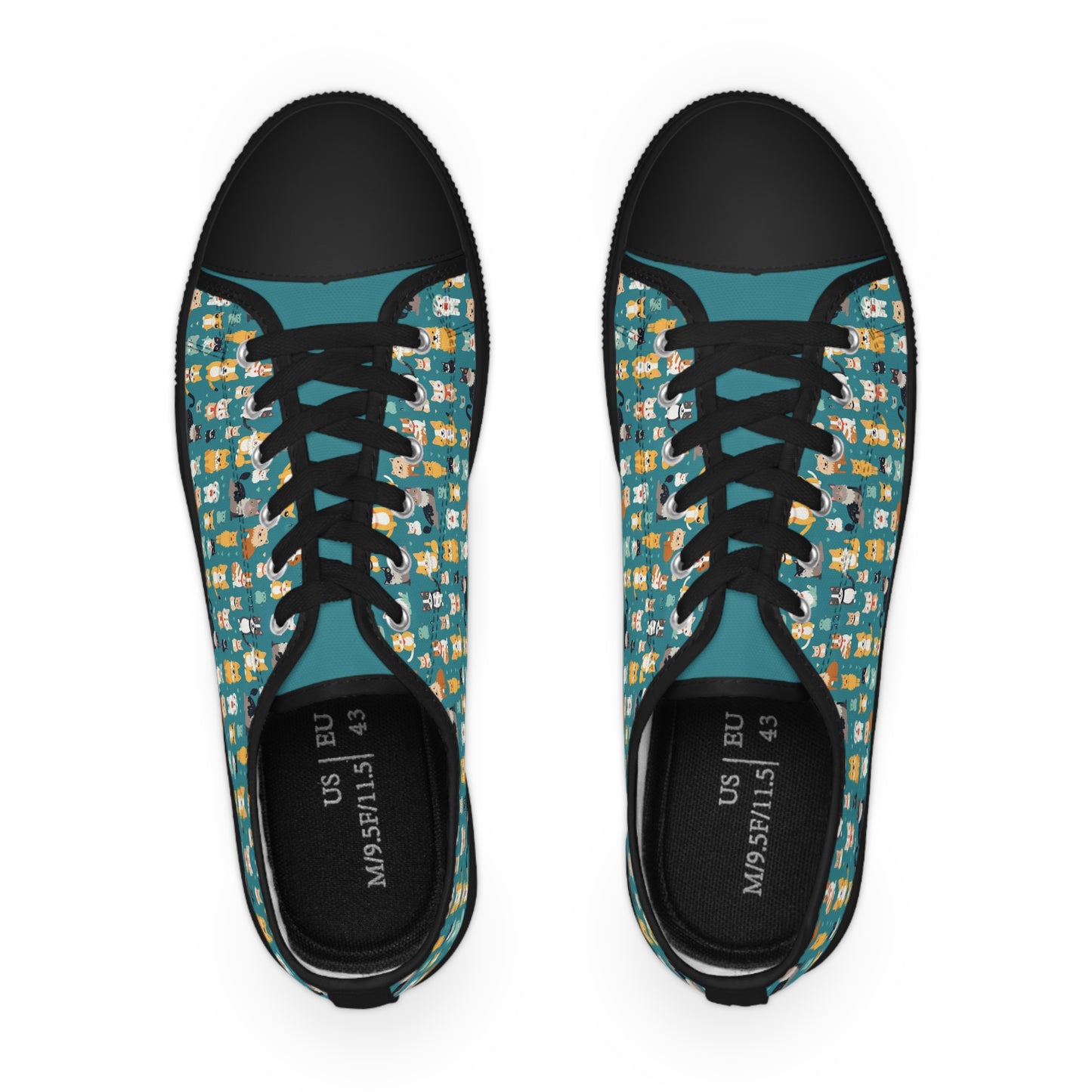 Dog and Cat Men's Low Top Sneakers , Unique Animal Lover Men's Tennis Shoes