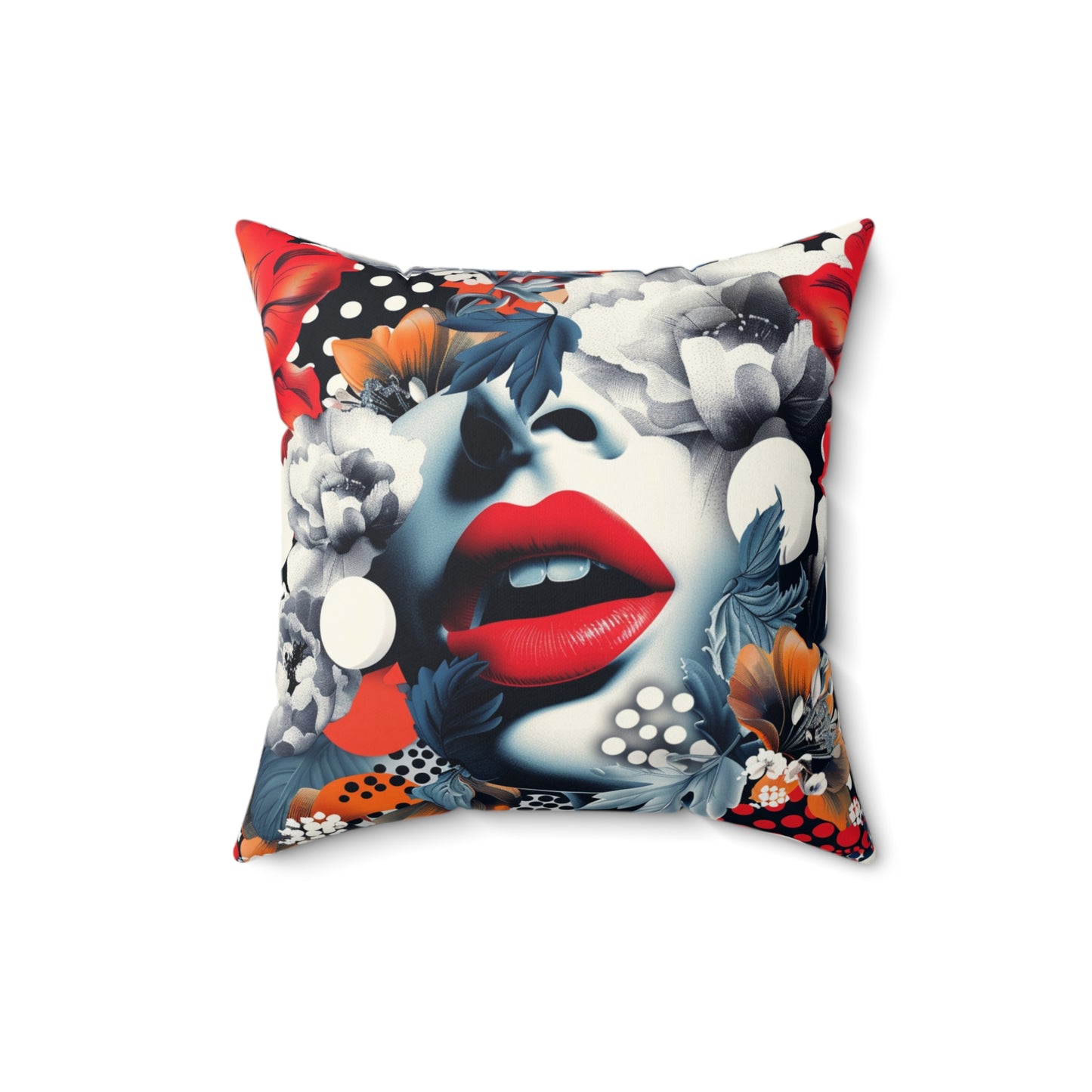 Artistic Square Pillow, Statement Home Accent, Decorative Polka Dot Home Decor