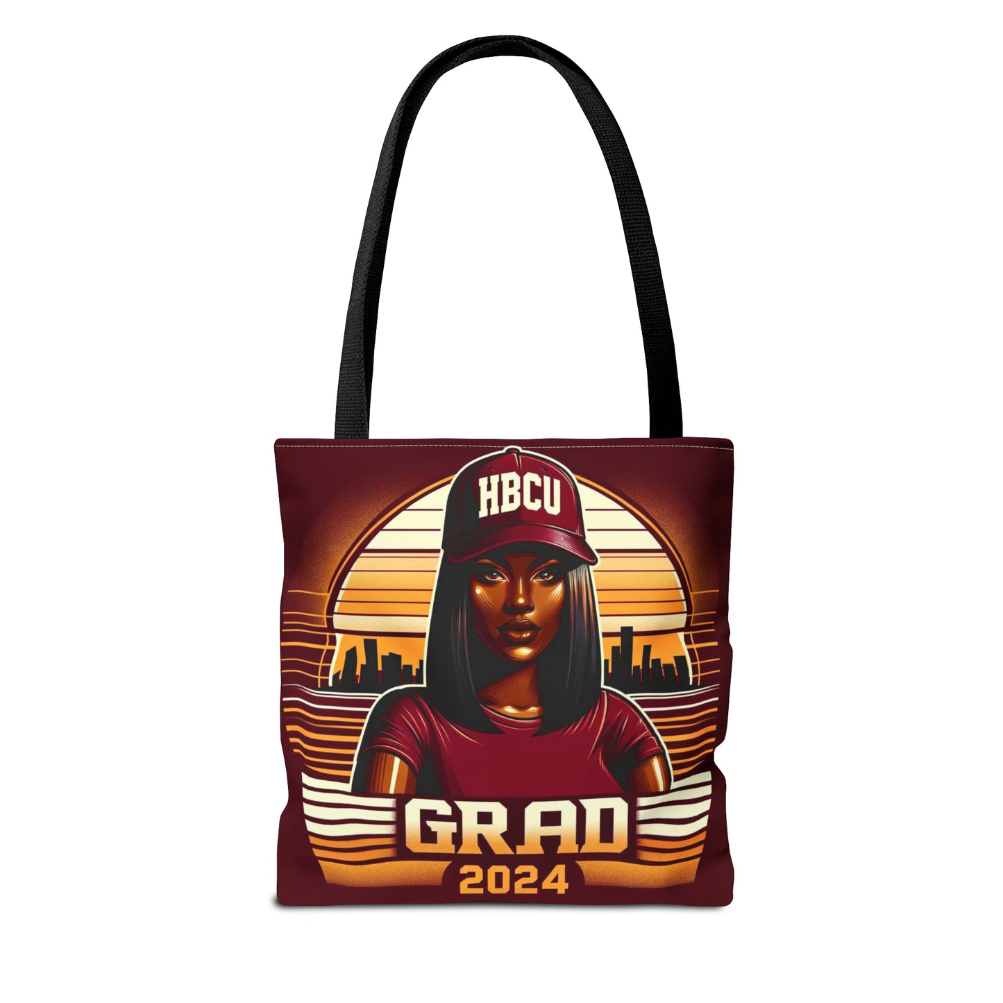 HBCU Grad Pride 2024 Grad Theme Polyester Tote Bag, Class of 2024 Afrocentric Carryall Bag