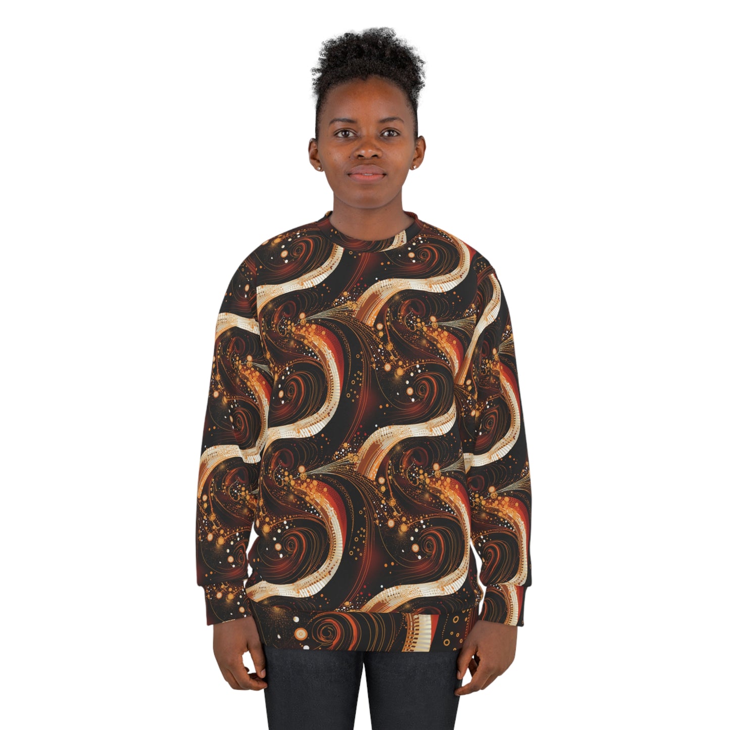 Black & Gold African Print Unisex Abstract Print Sweatshirt