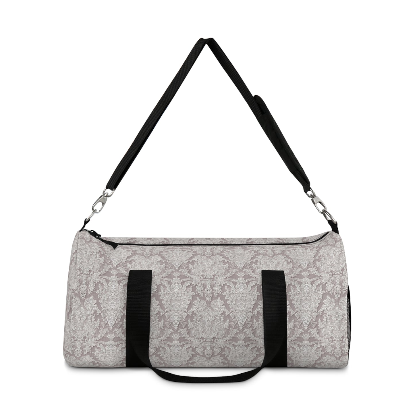 Chic Bridal Lace-Print Duffel Bag, Bridal Shower Gift, Feminine Lace Print Travel Bag