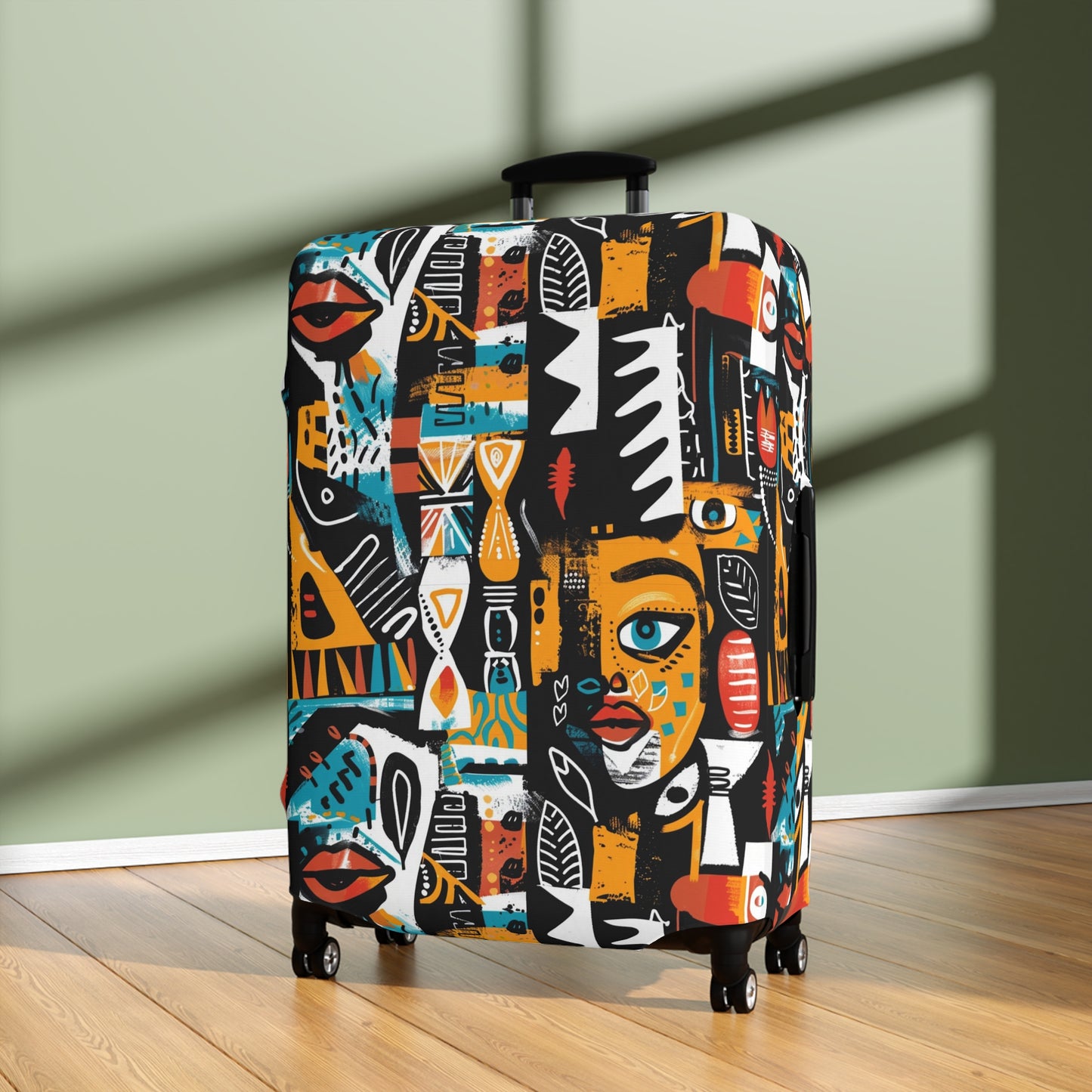 African Tribal Art Luggage Cover, Ethnic Print Suitcase Protector