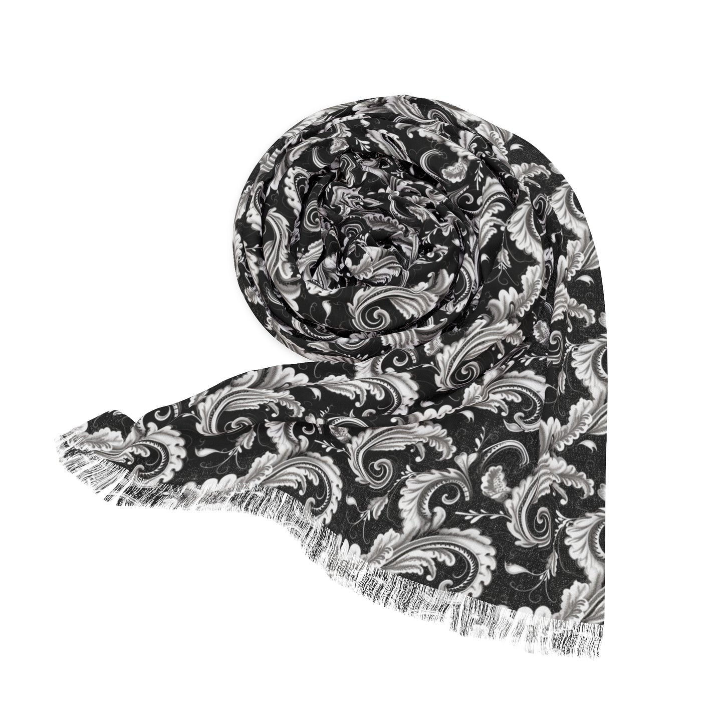 Black & White Paisley Print Light Weight Scarf, Black Bandana Print Neck Ware, Black and White Light Weight Scarf