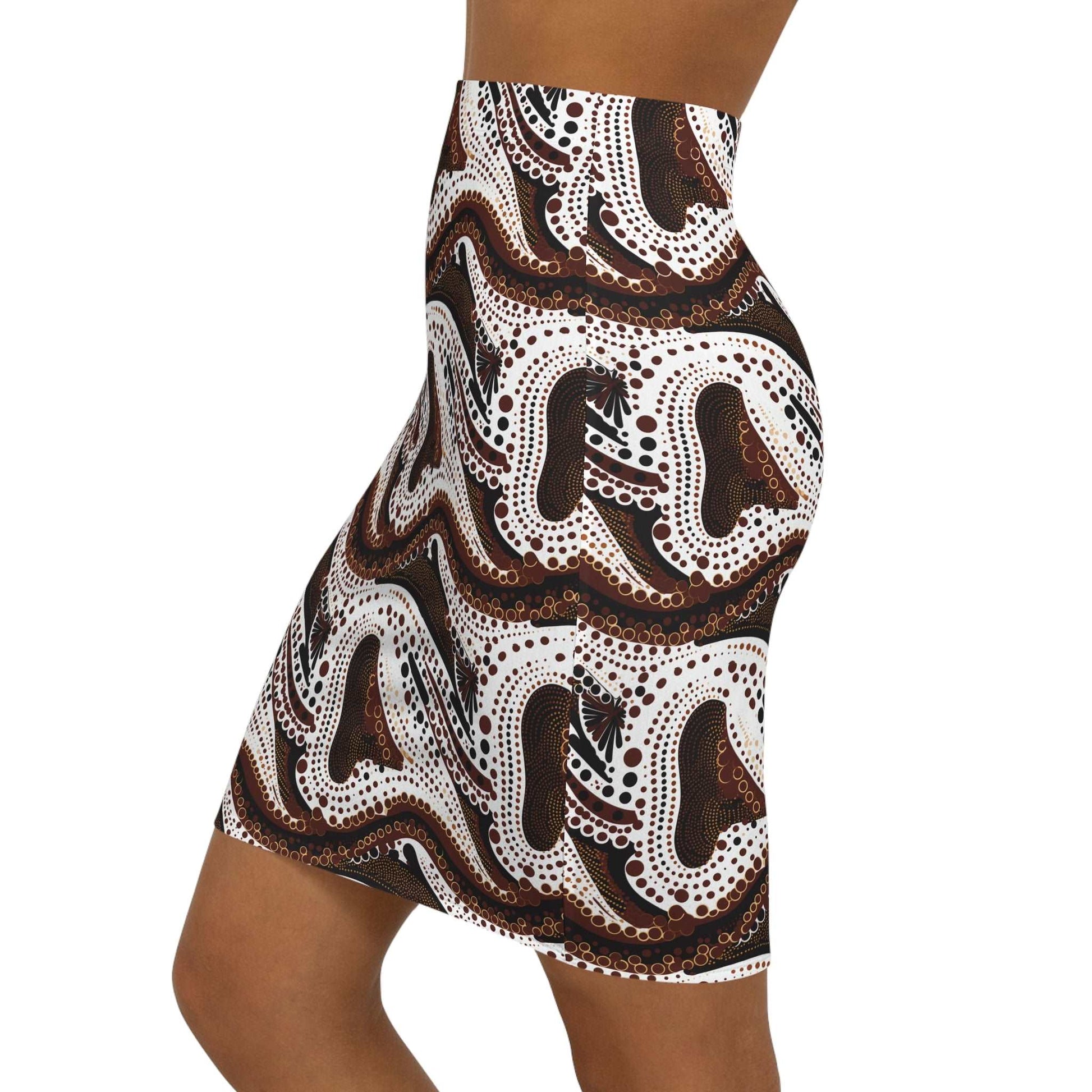 African Print Boho Chic Style Women's Mini Skirt, Ethnic Print Womenswear