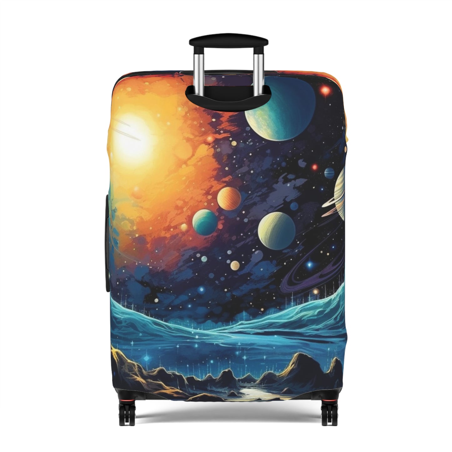 Cosmic Adventure Luggage Cover - Space Exploration Suitcase Protector - Galactic Travel Accessory