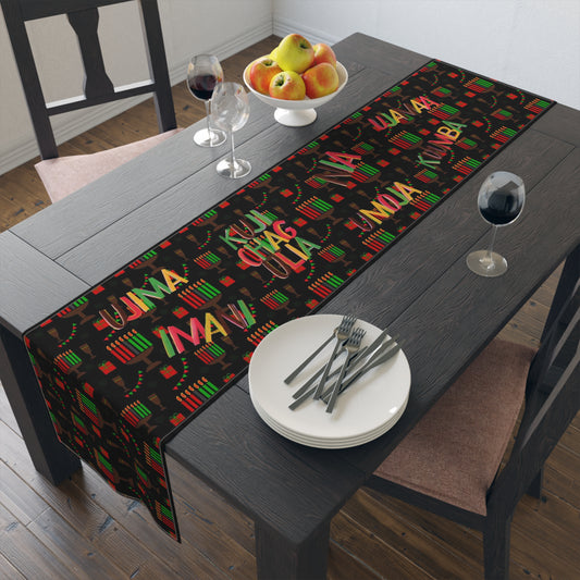 Kwanzaa Reusable Washable Table Runner, Kwanzaa Principals Table Cover, Kwanzaa Reuseable Decor