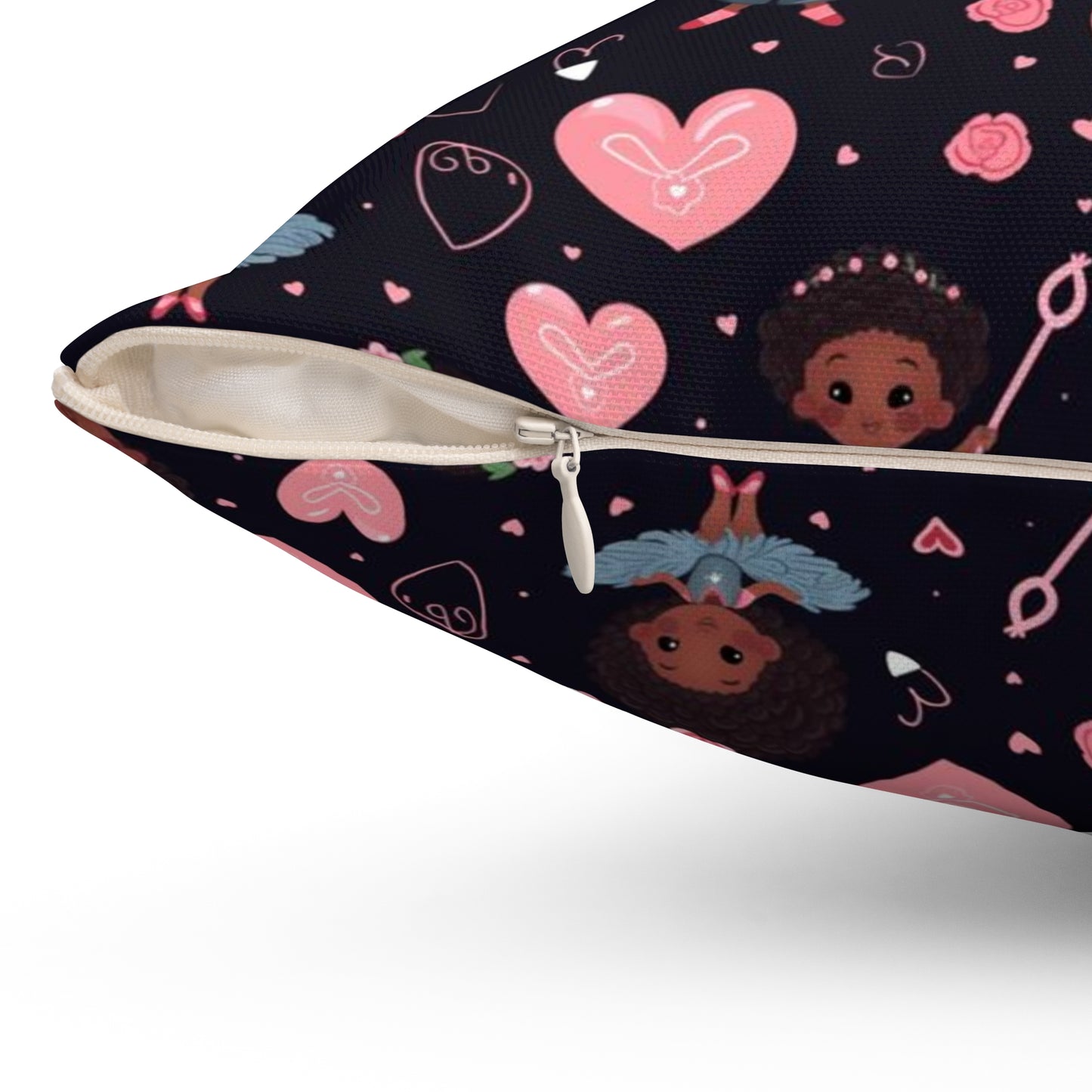 Black Girl Magic Valentines Day Decorative Pillow, Cupid Themed Festive Pillow