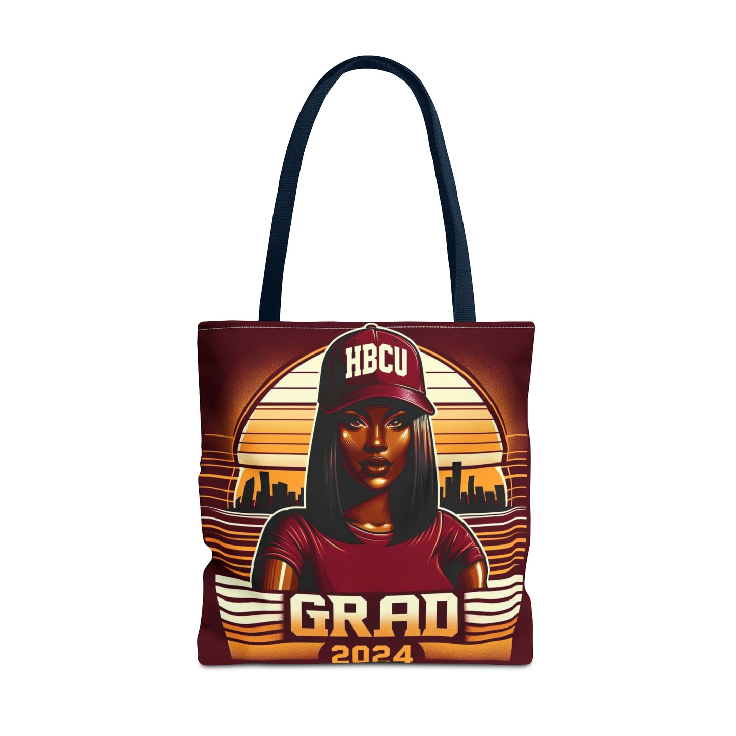 HBCU Grad Pride 2024 Grad Theme Polyester Tote Bag, Class of 2024 Afrocentric Carryall Bag