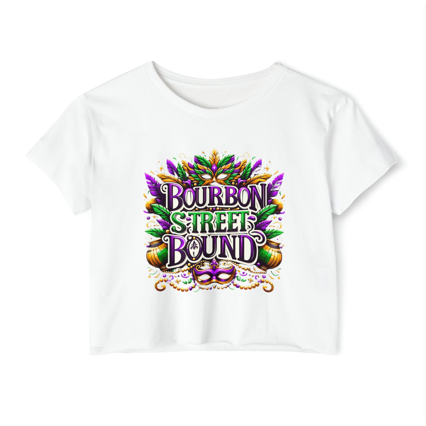 Mardi Gras Halter Women's Crop Top, Bourbon Street Apparel, New Orleans Party Wear