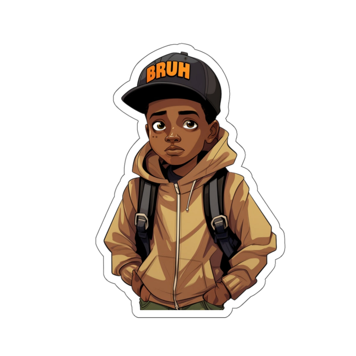 Black Boy Joy 'Bruh' Hat Sticker, Bruh Hat Design, Bruh Sticker