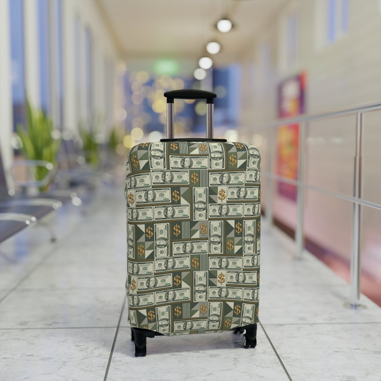 US Money Print Luggage Cover, Money Manifestation Suitcase Protector